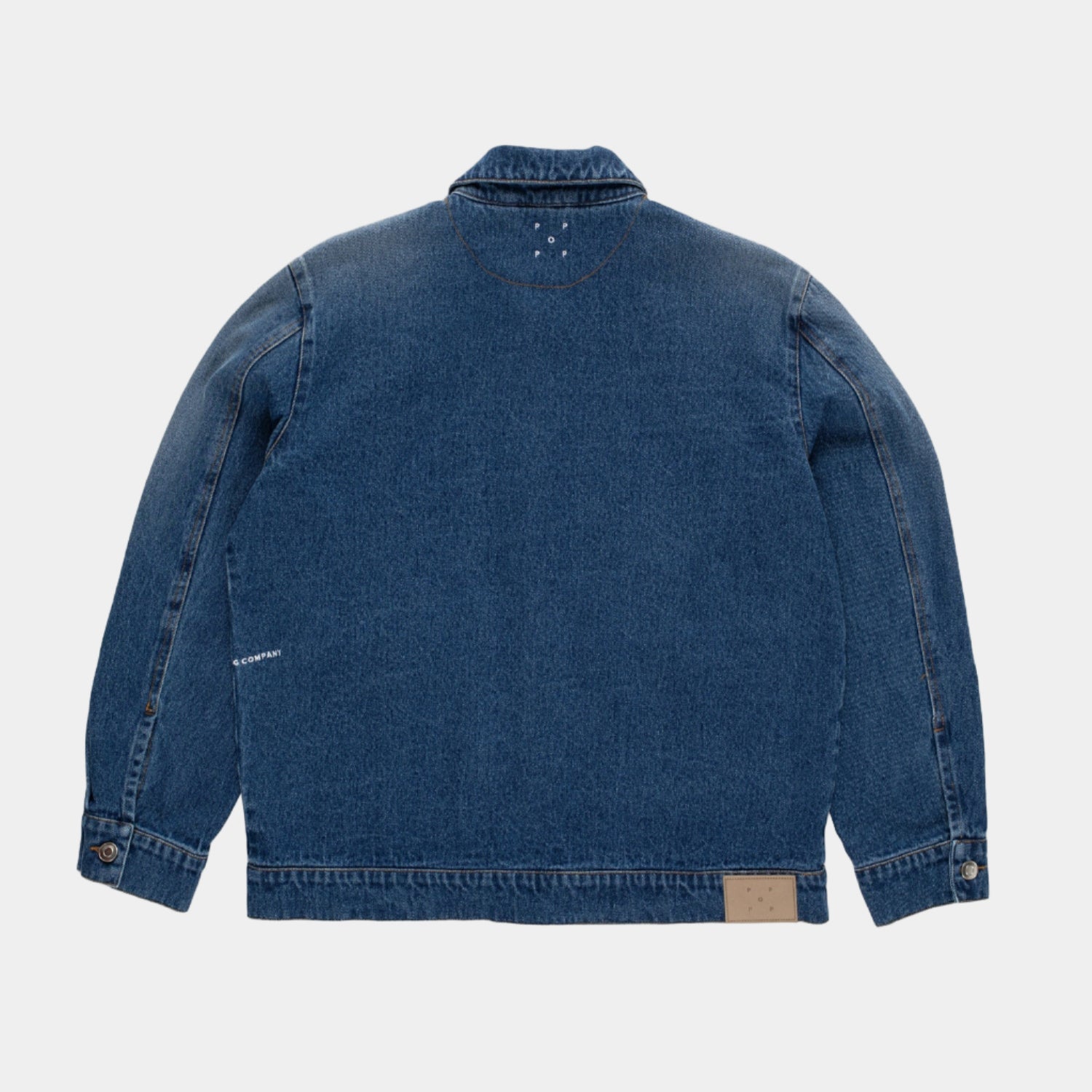 Pop Trading Company Full Button Denim Jacket - Rinsed Denim
