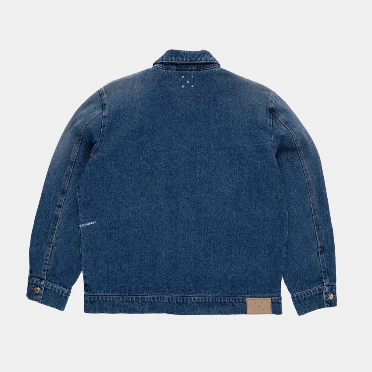 Pop Trading Company Full Button Denim Jacket - Rinsed Denim