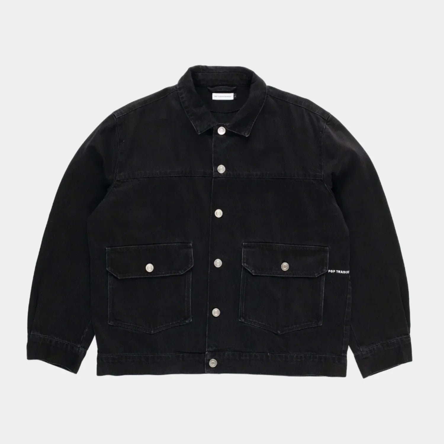 Pop Trading Company Full Button Denim Jacket - Black