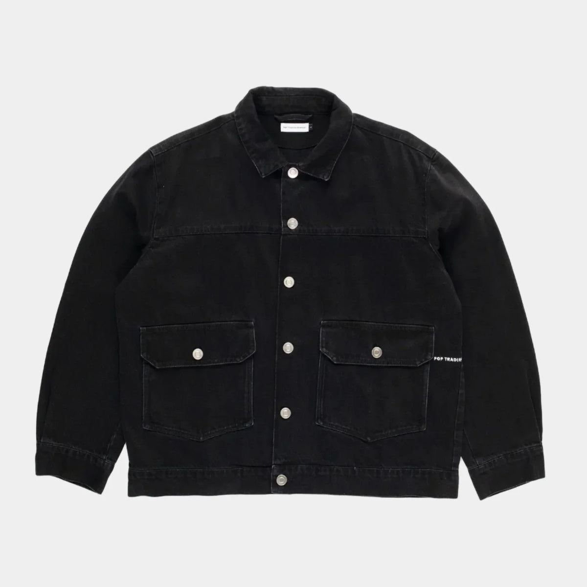 Pop Trading Company Full Button Denim Jacket - Black