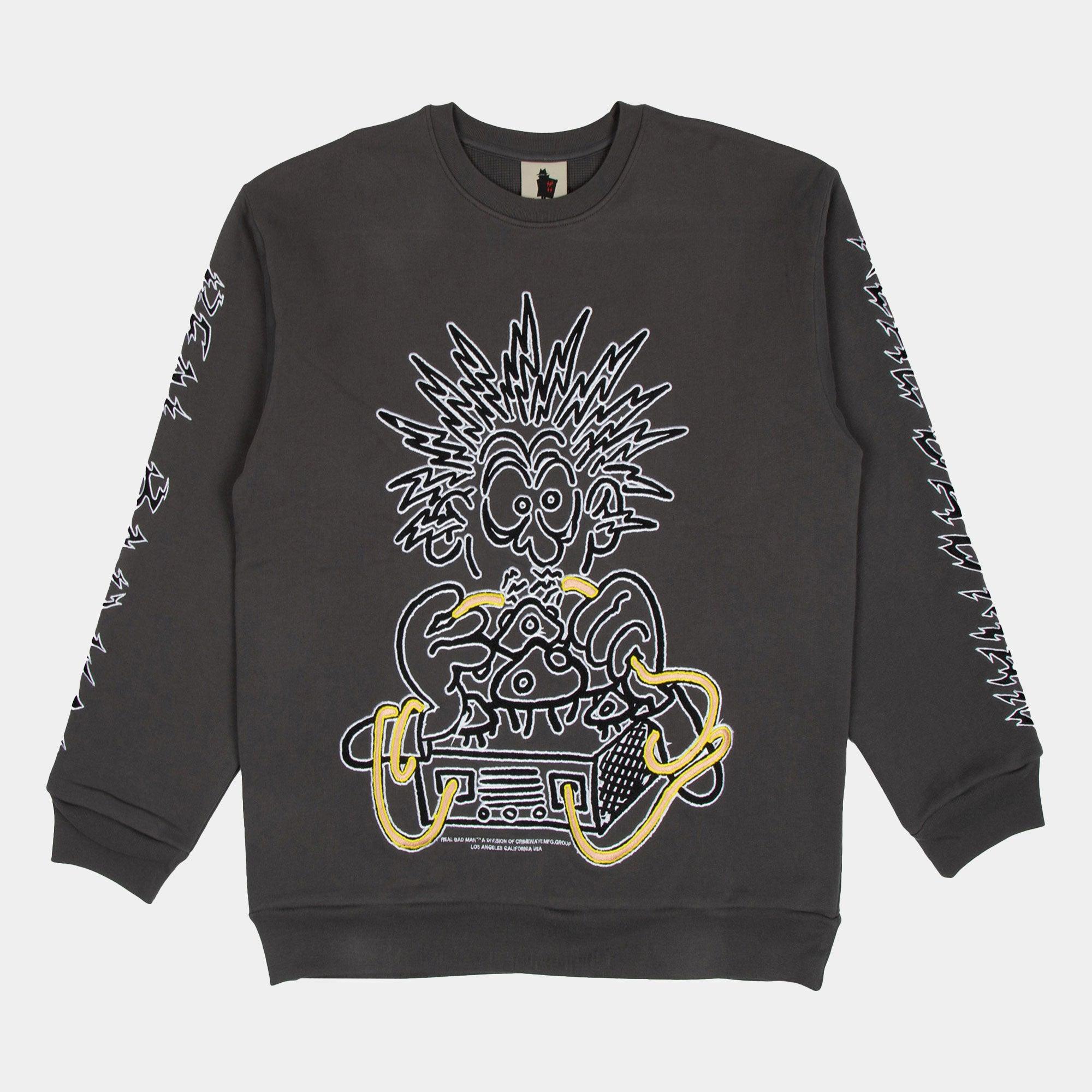 Real Bad Man Electrified Crew Fleece - Washed Black - Never Never