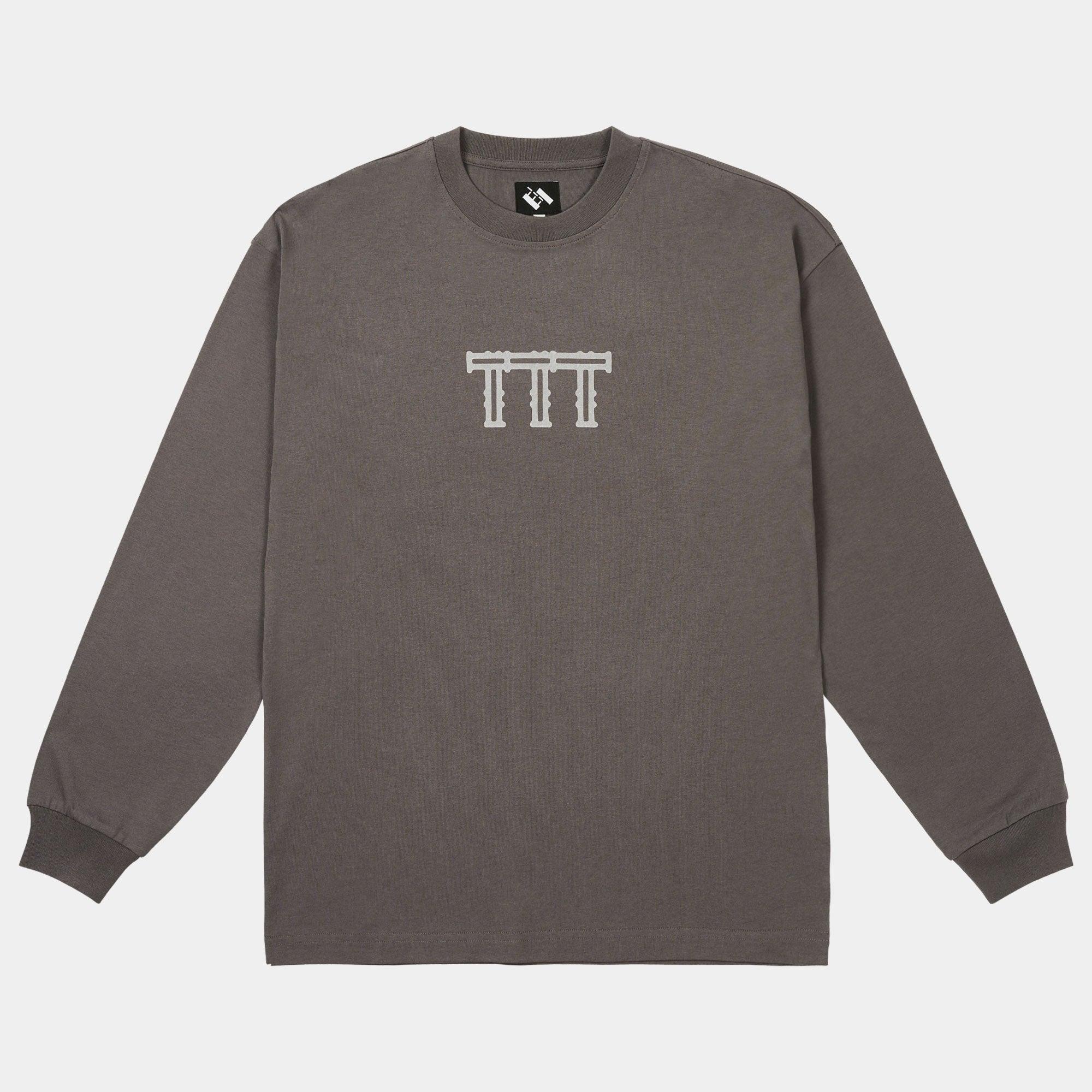 The Trilogy Tapes Cross Lattice LS T-Shirt - Charcoal - Never Never