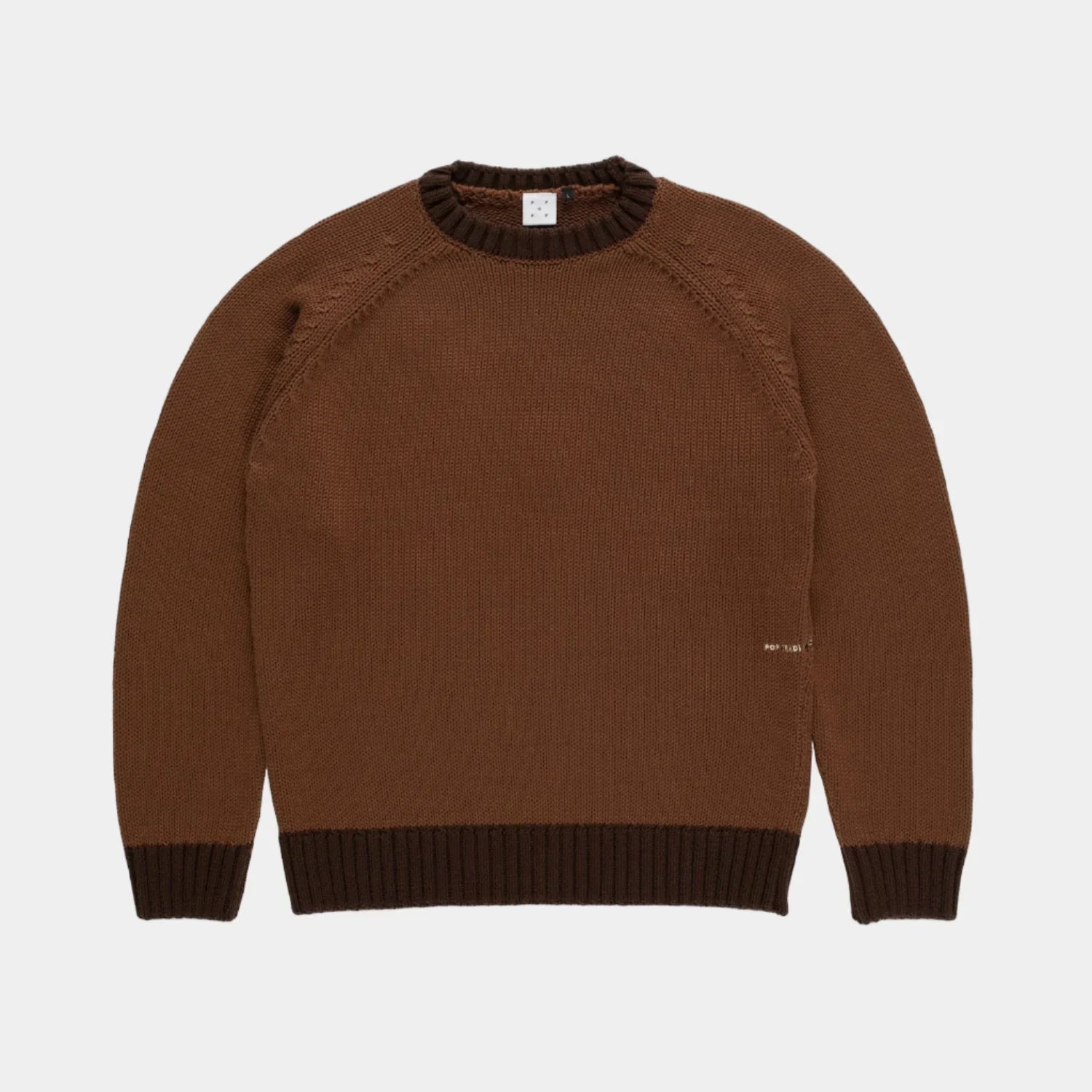 Pop Trading Company Knitted Logo Crewneck Sweater - Bison