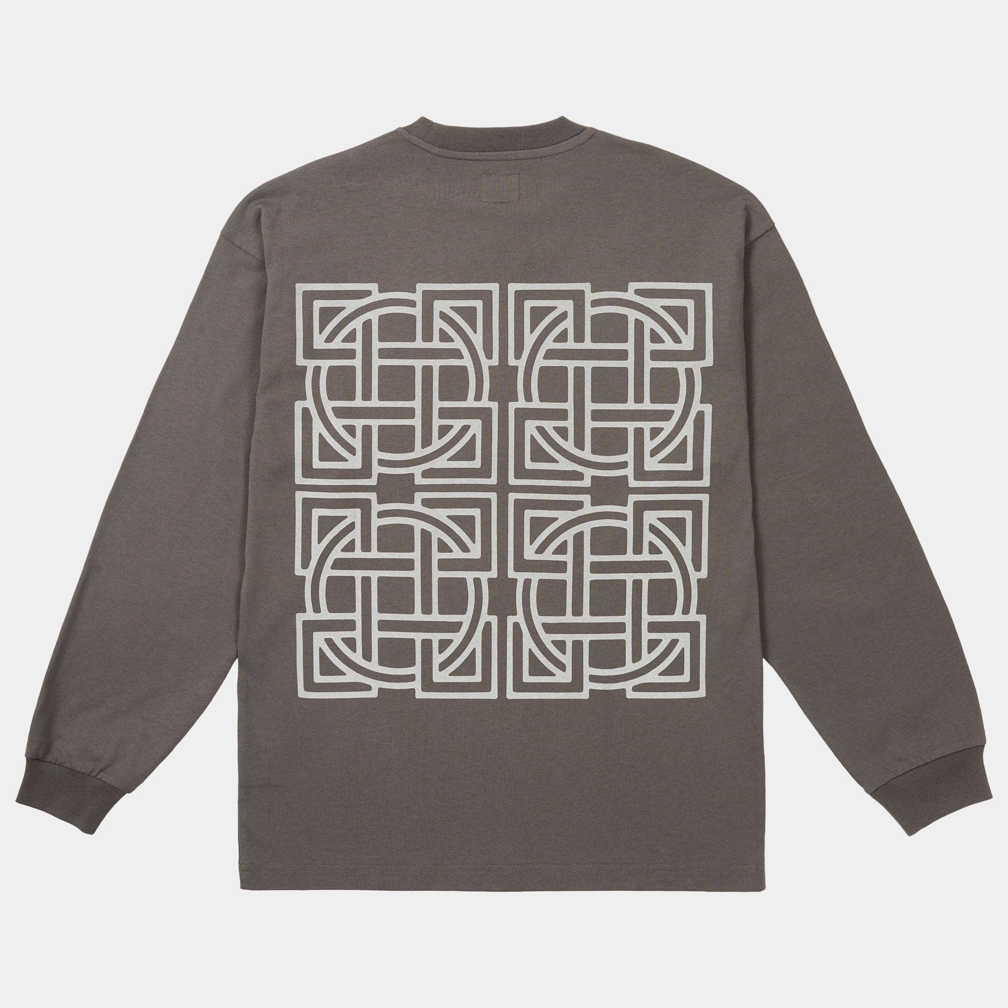 The Trilogy Tapes Cross Lattice LS T-Shirt - Charcoal - Never Never