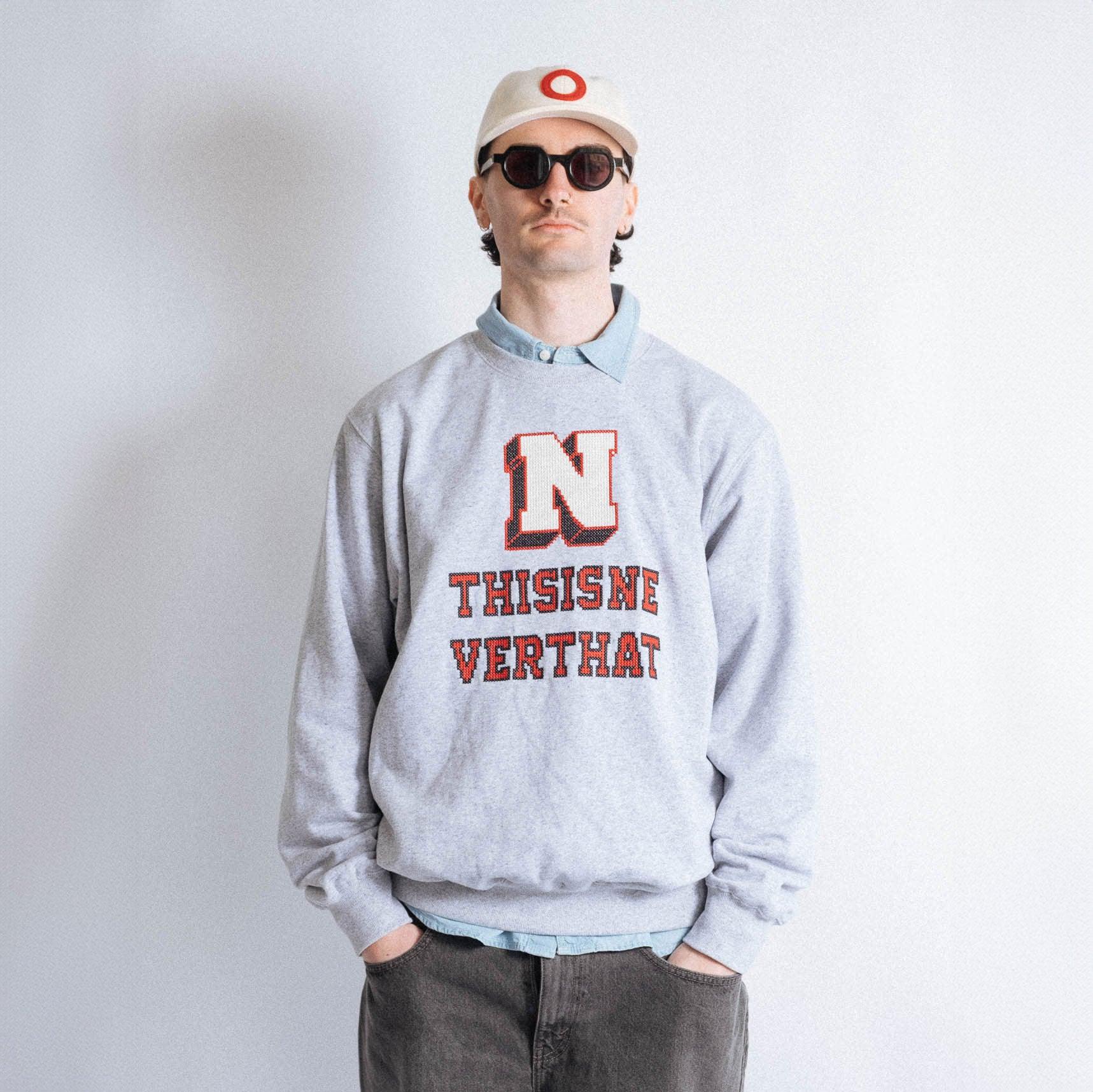 thisisneverthat Cross Stitched Crewneck - Grey Heather - Never Never