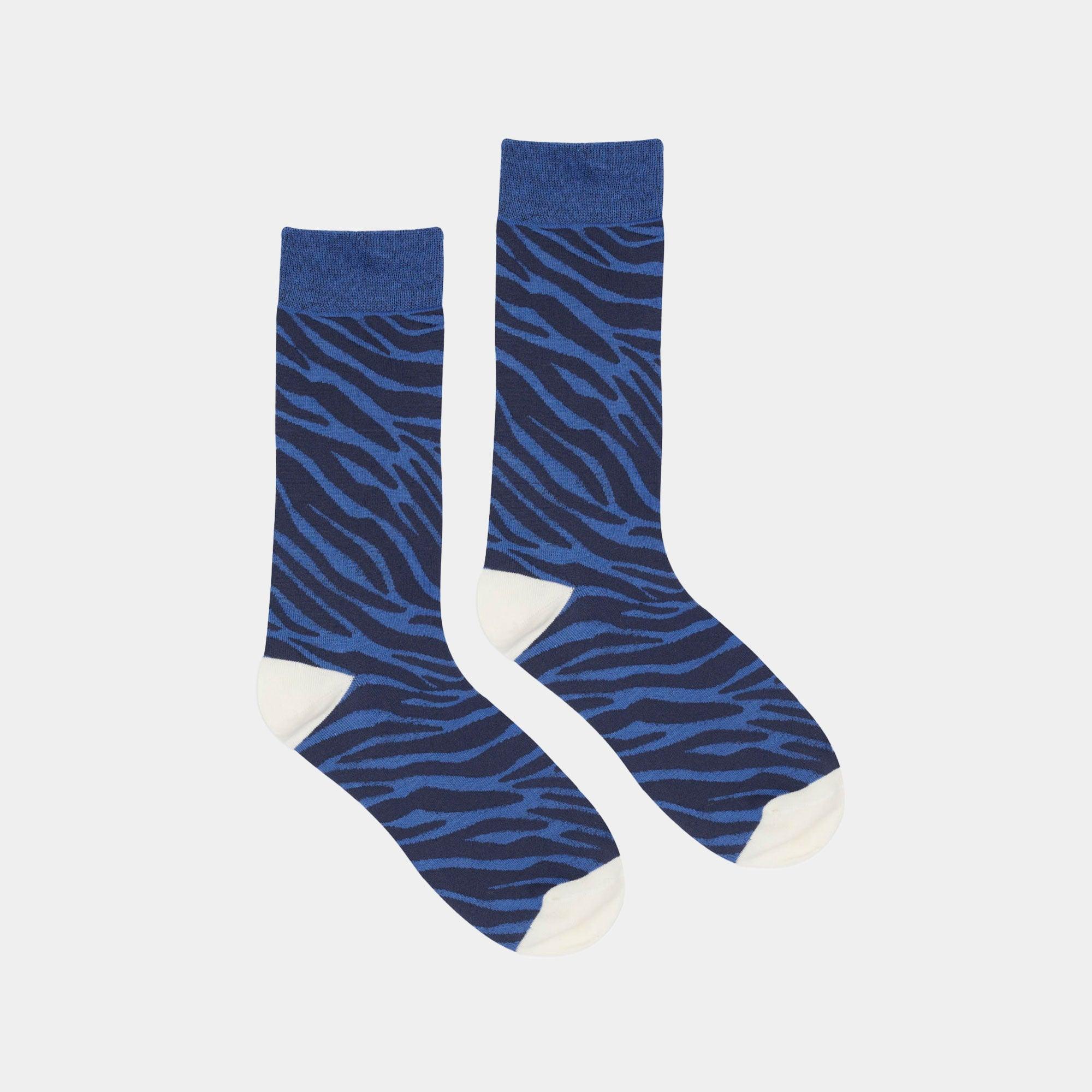 Brain Dead Logohead Dress Socks - Blue Zebra - Never Never