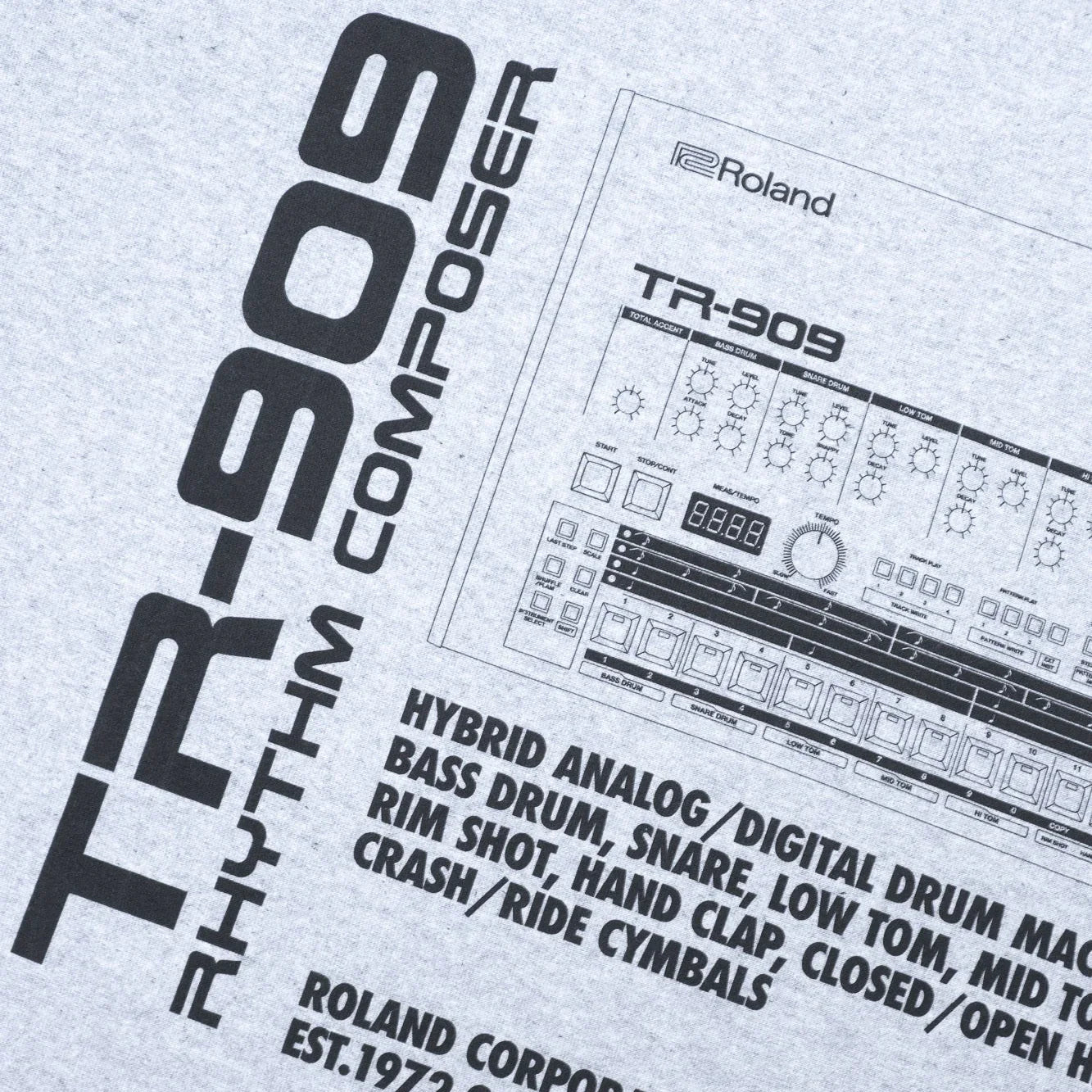 is-ness x Roland TR-909 Tee - Grey