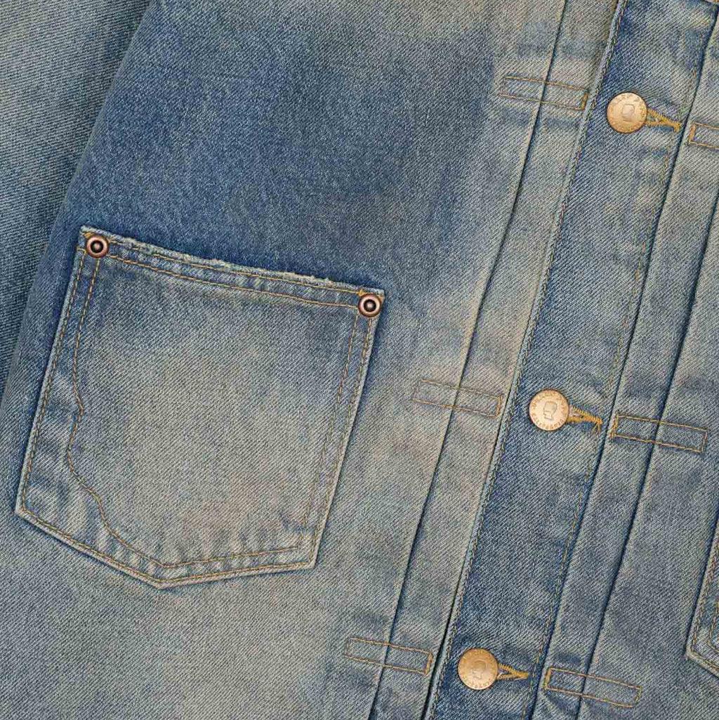 Brain Dead 14.75oz Denim Trucker Jacket - Washed Indigo - Never Never