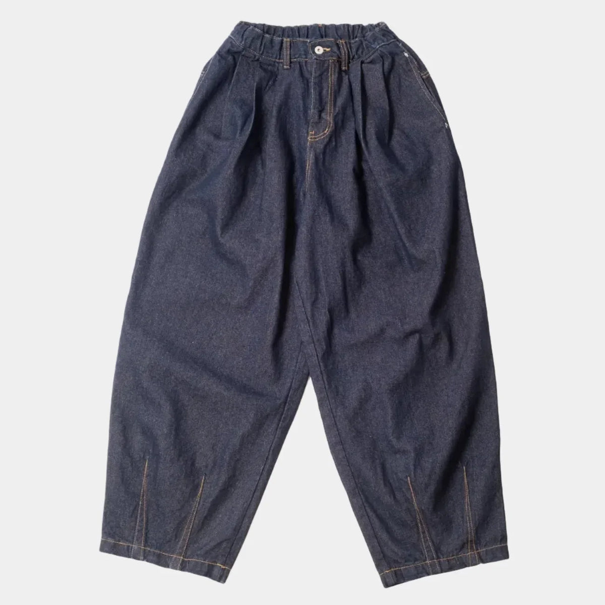 Anglan Rigid Indigo Denim Balloon Pants - Dark Blue