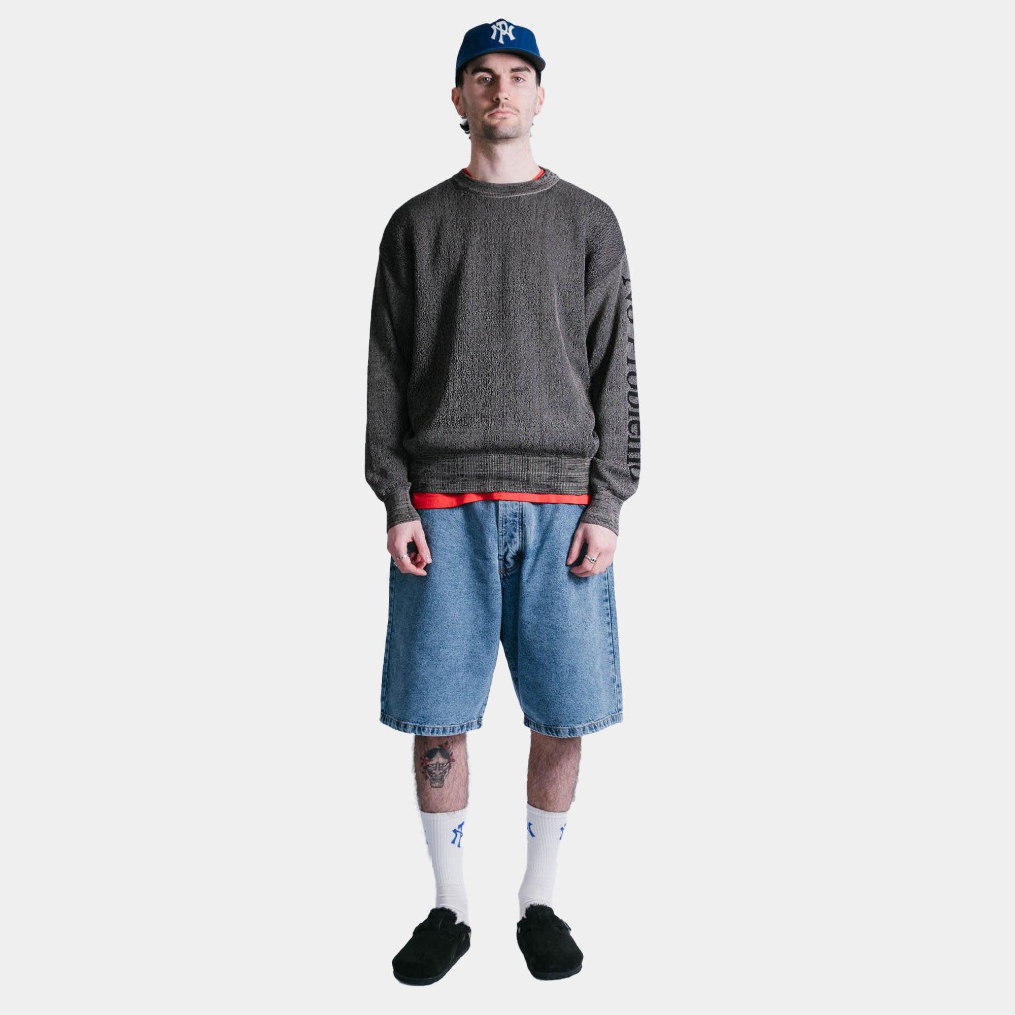 No Problemo Glitch Knit Crew Neck - Black - Never Never