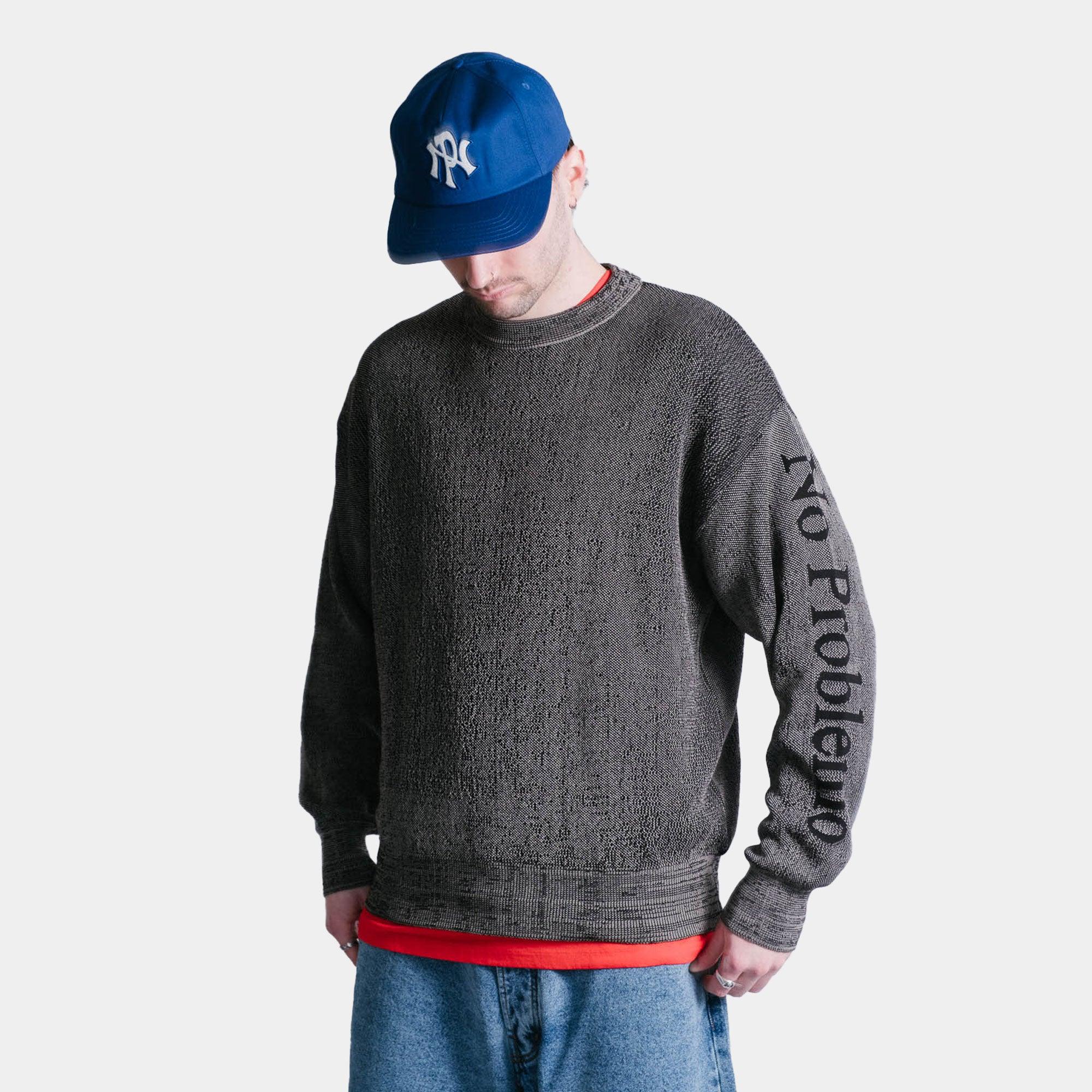 No Problemo Glitch Knit Crew Neck - Black - Never Never
