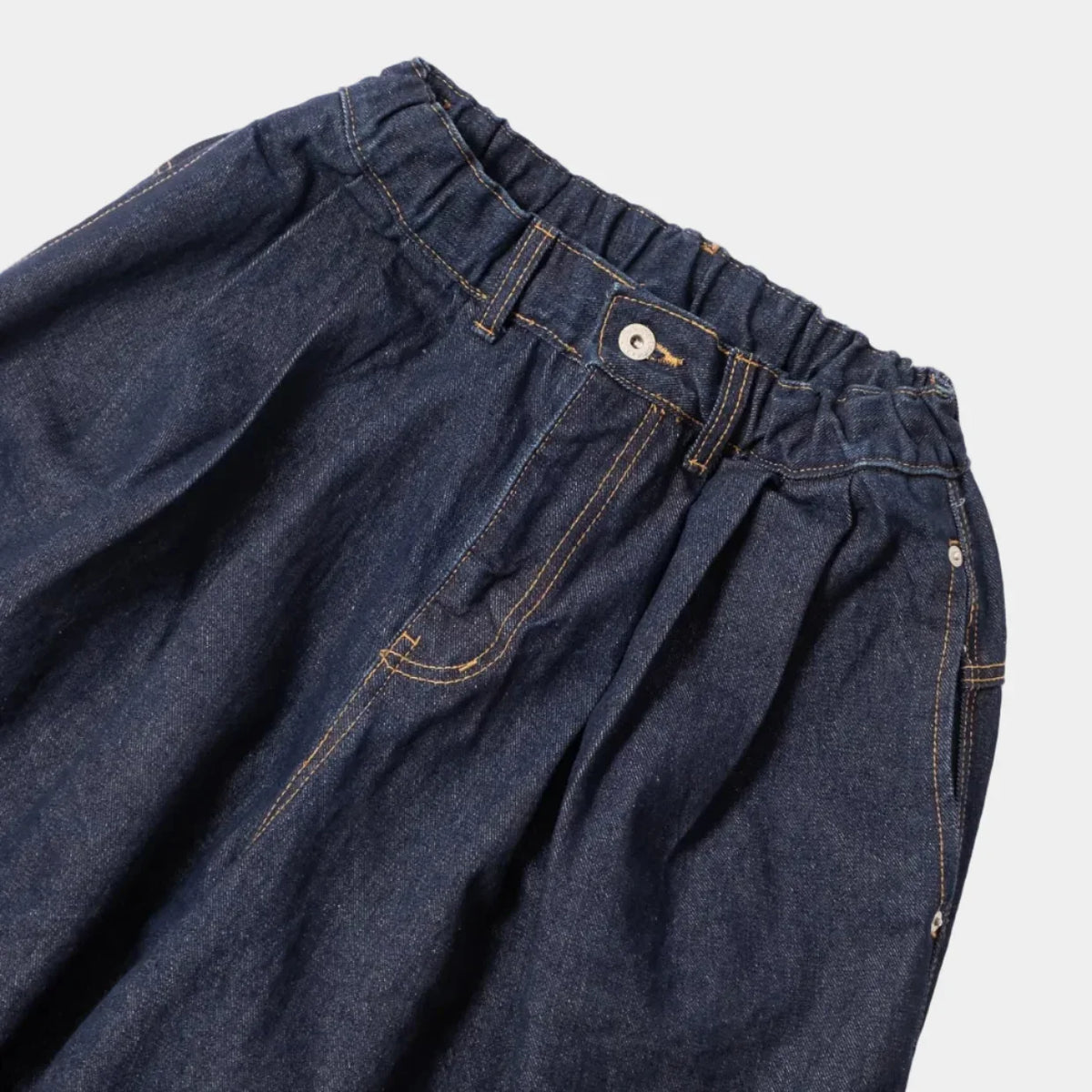 Anglan Rigid Indigo Denim Balloon Pants - Dark Blue