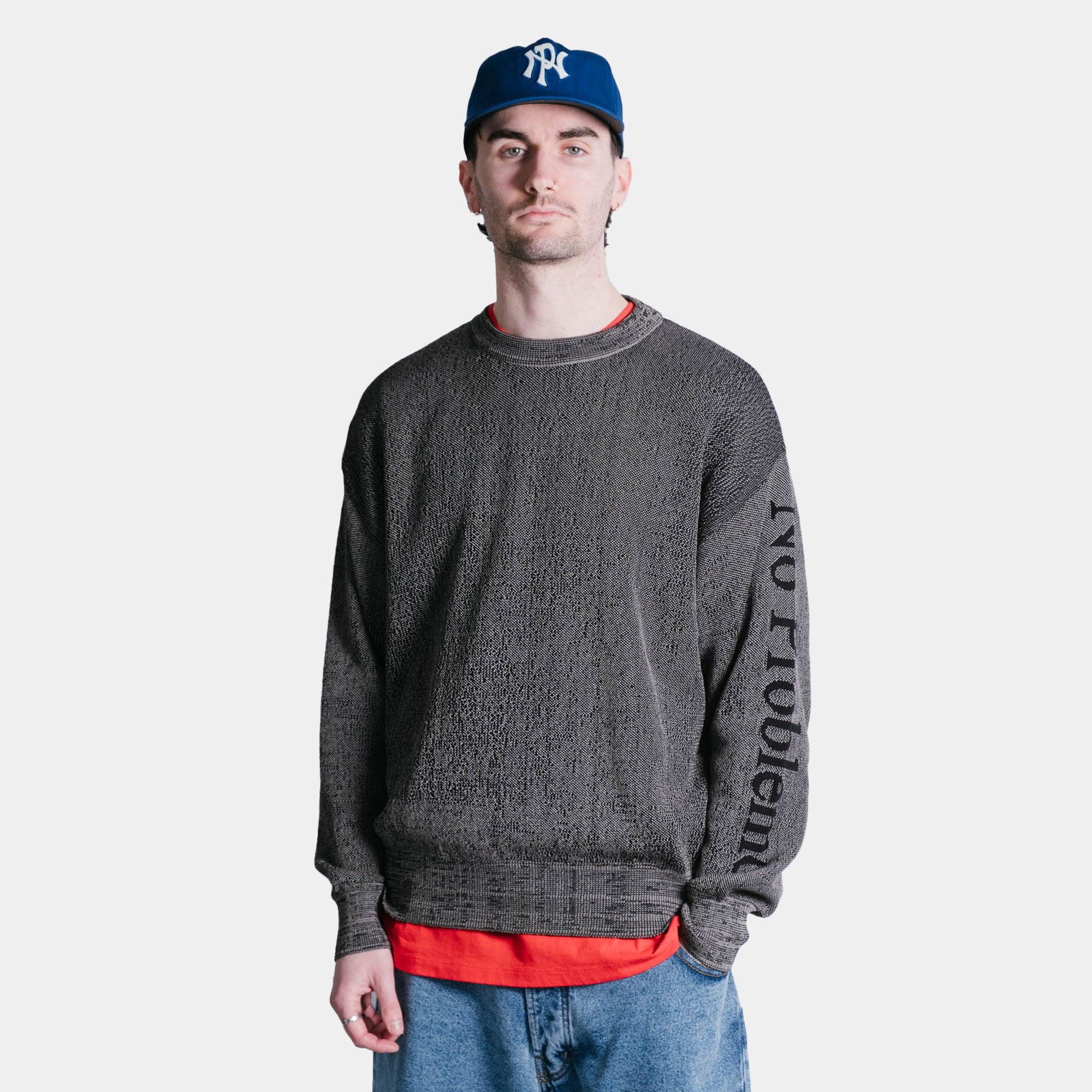 No Problemo Glitch Knit Crew Neck - Black - Never Never