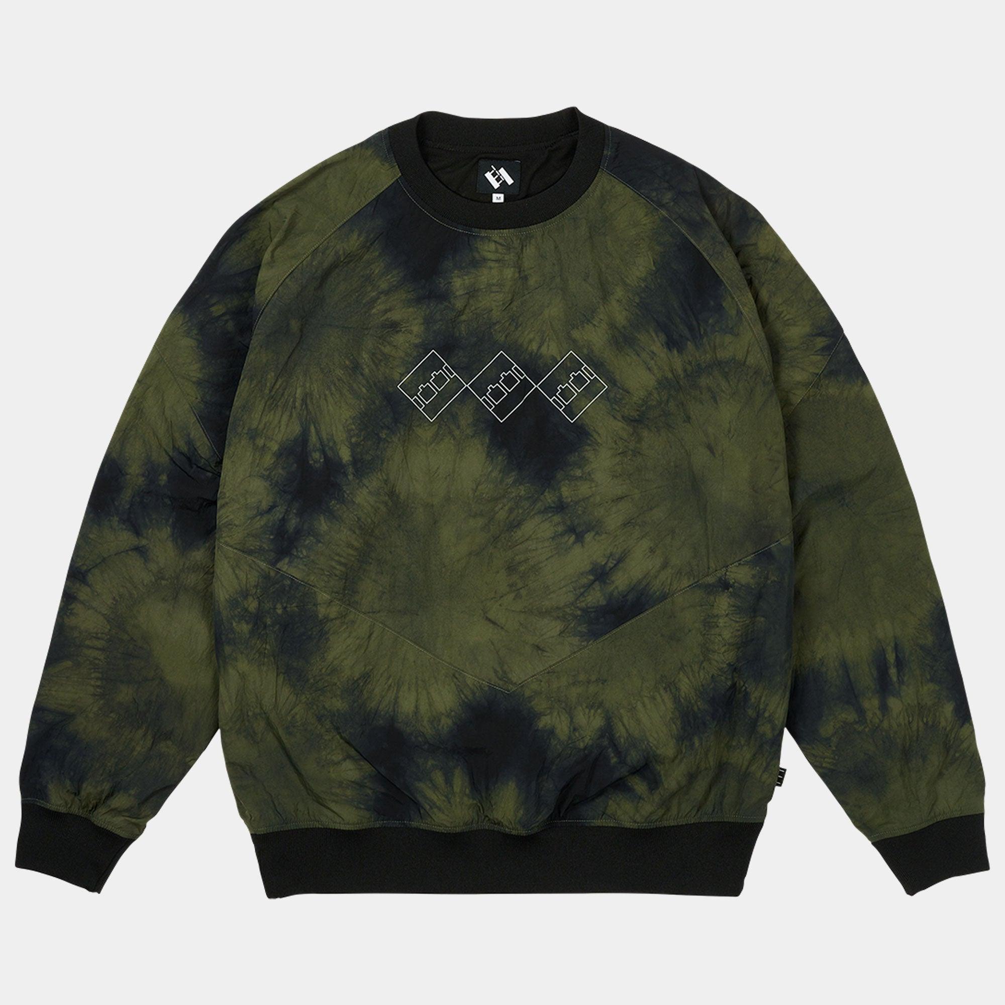 The Trilogy Tapes Tech Sports Crew - Black/Olive Marble - Never Never