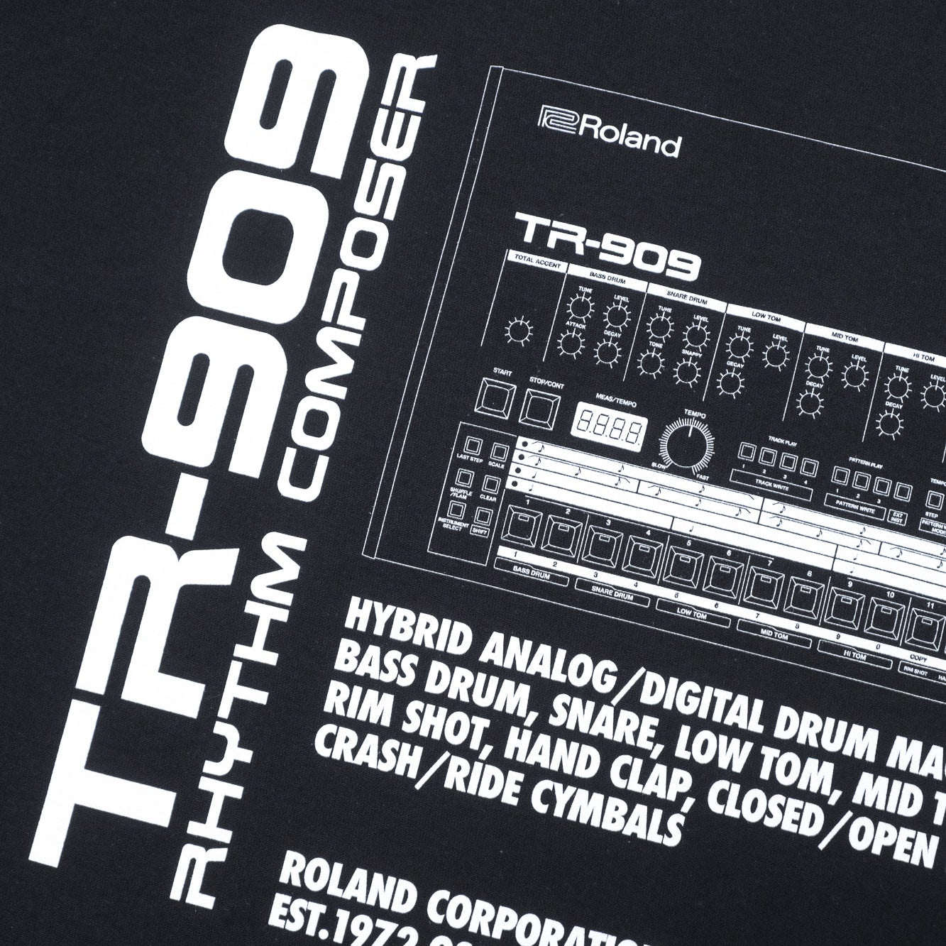 is-ness x Roland TR-909 Tee - Black