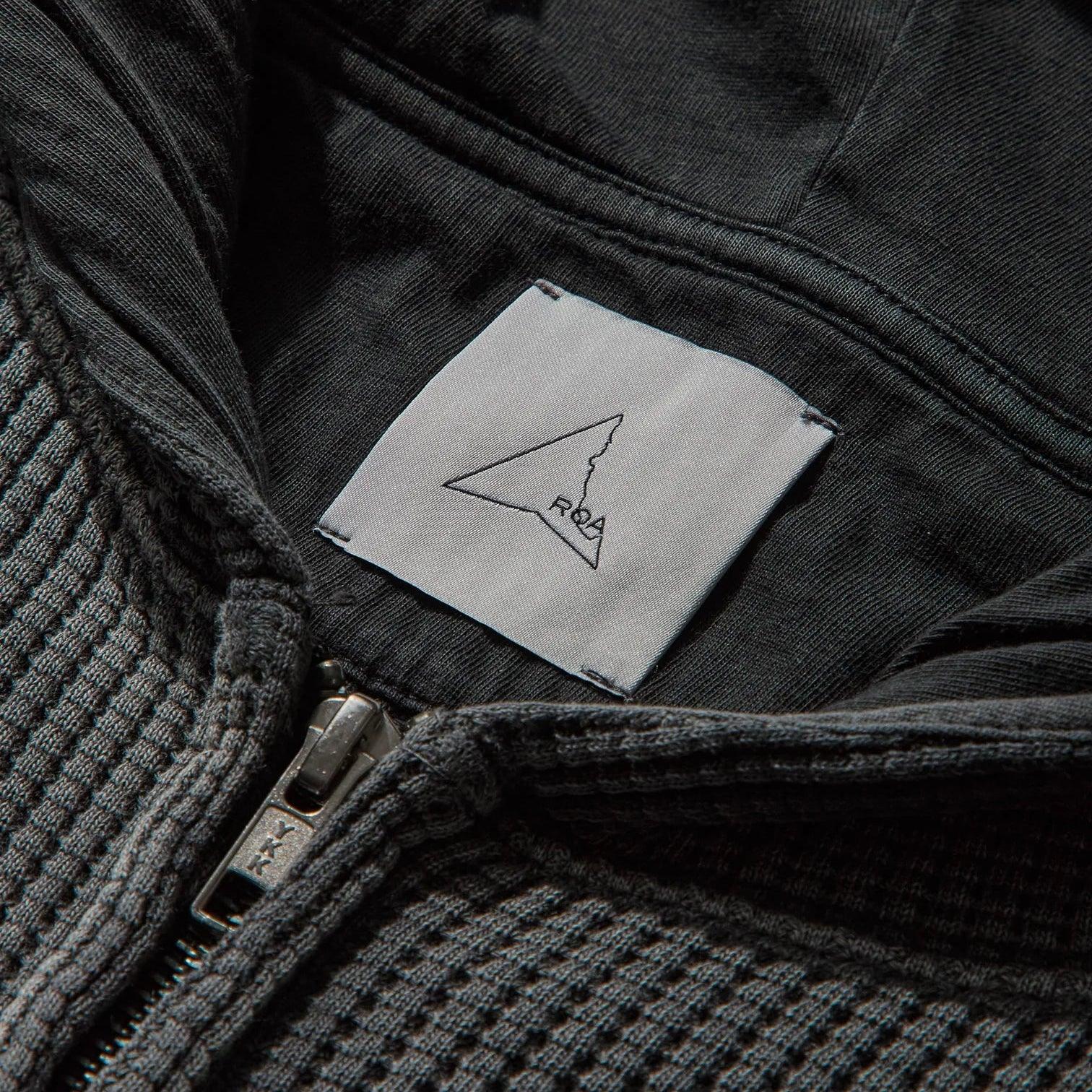 ROA Bee Sun Faded Waffle Zip Up Hoodie - Black