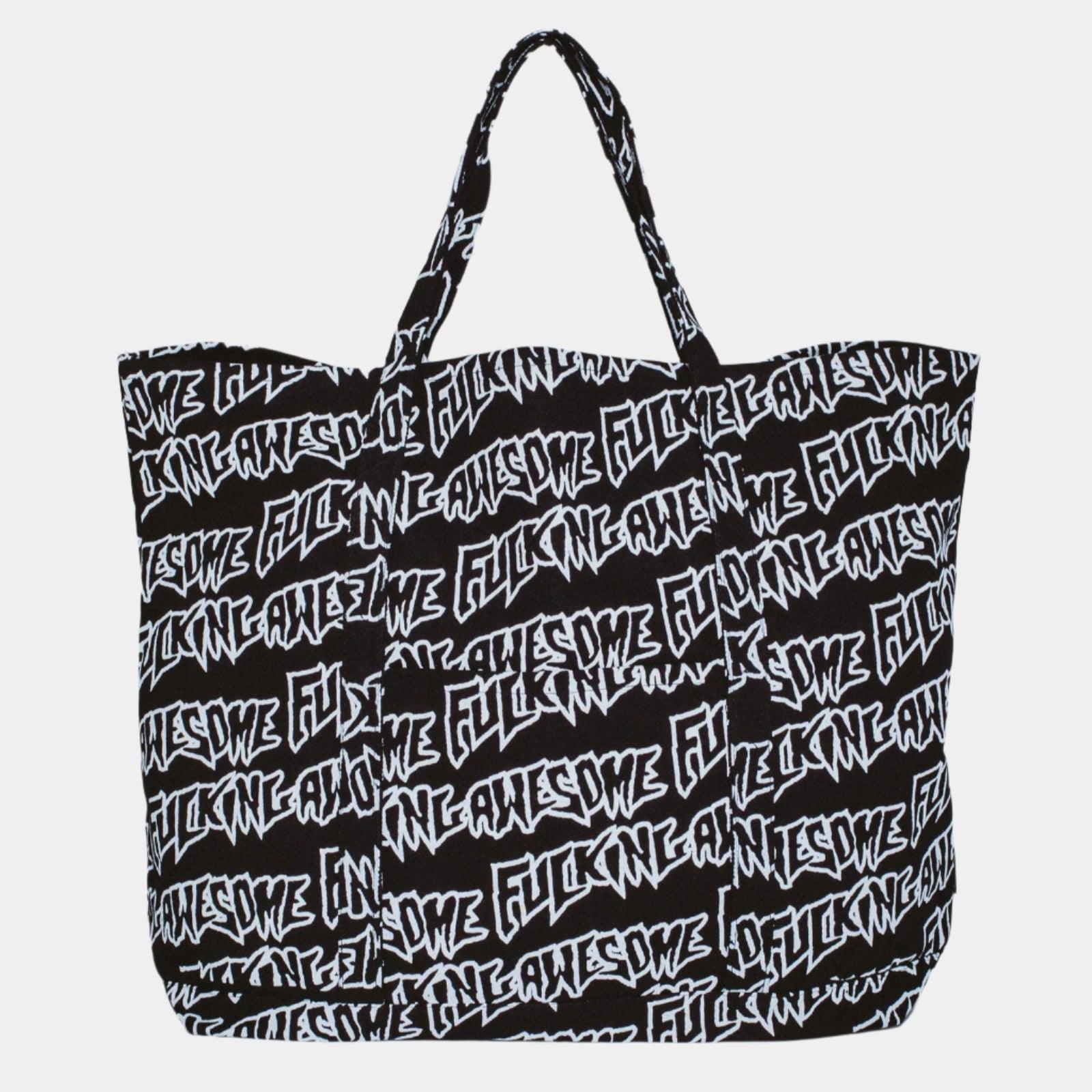 Fucking Awesome AOP Stamp Logo Tote Bag - Black/White - Never Never