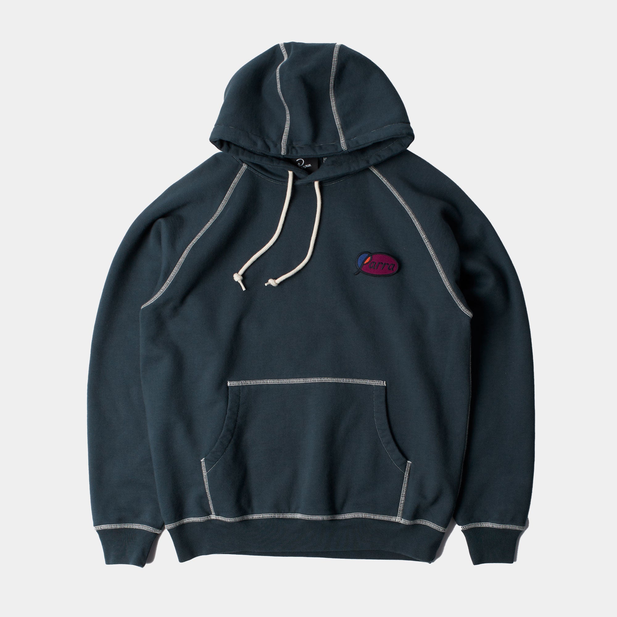 By Parra Circled Script Logo Hooded Sweatshirt - Dark Blue