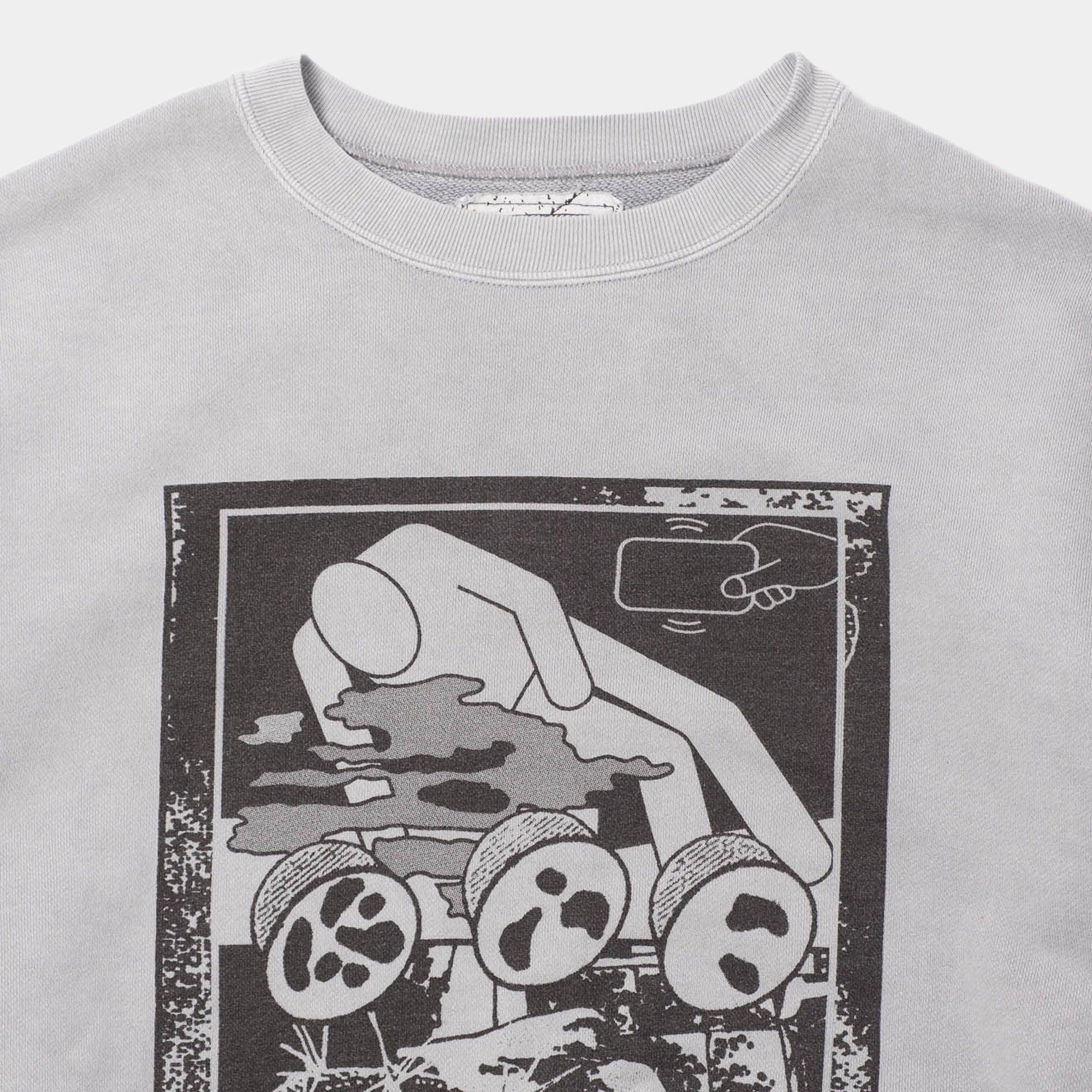 Cav Empt Overdye FK MindfulnessBlock Crew Neck Sweater - Grey - Never Never