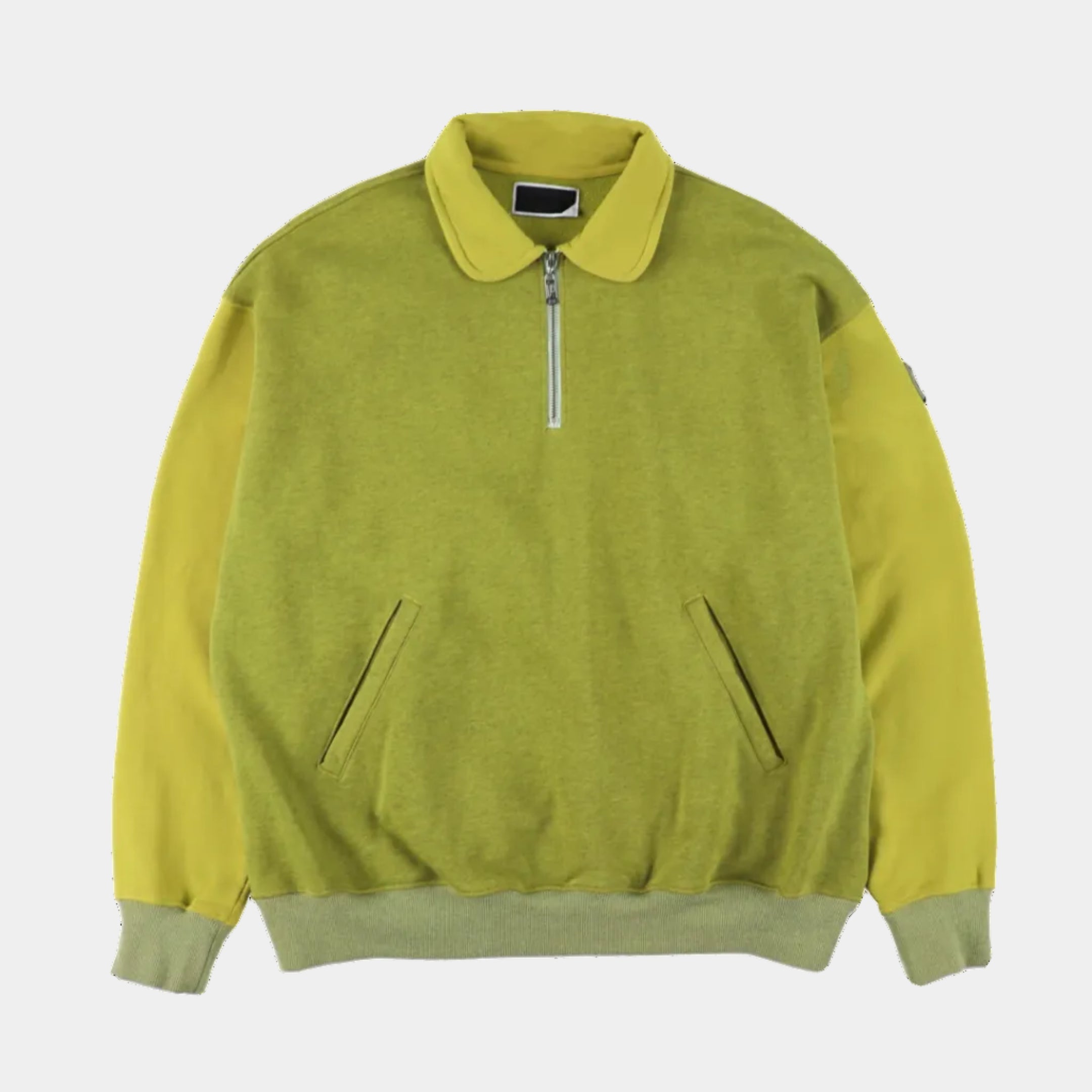 Phingerin Dyed Heather Half Zip Collar Sweatshirt - Lime Green