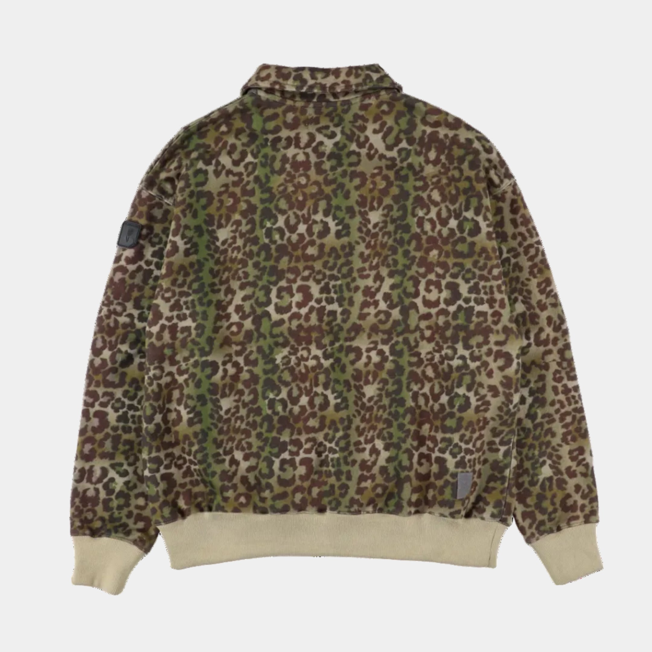 Phingerin Dyed Heather Half Zip Collar Sweatshirt - Leopard