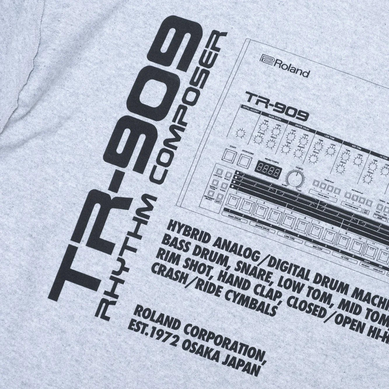 is-ness x Roland TR-909 LS Tee - Grey