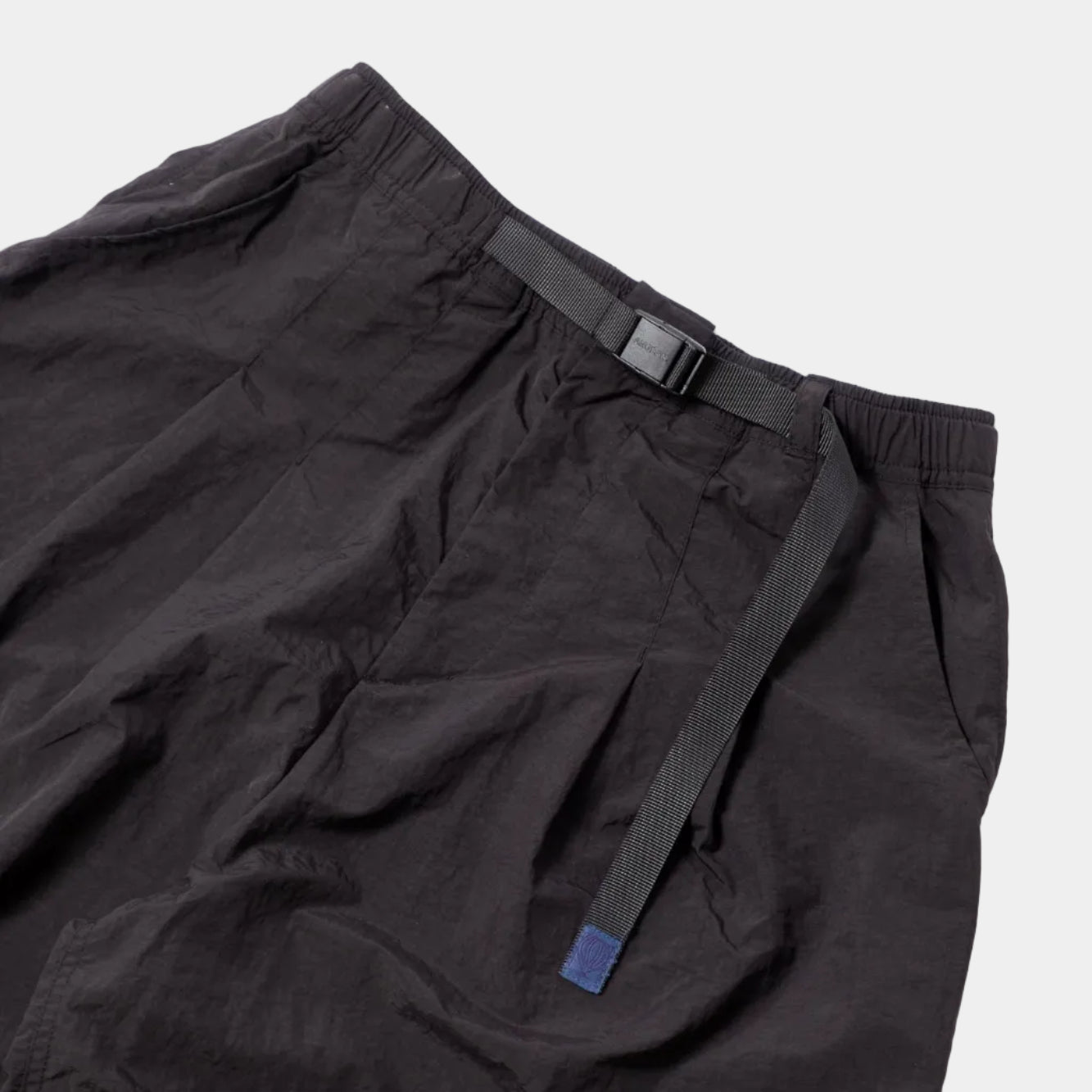 Anglan Nylon Tuck Belt String Balloon Pants - Black