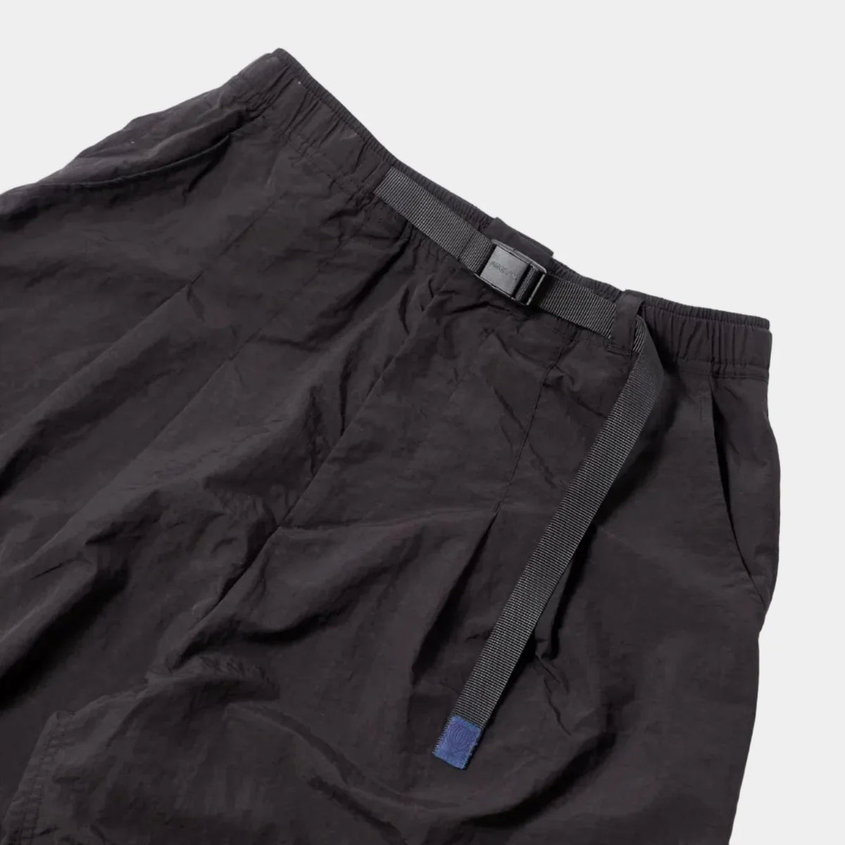 Anglan Nylon Tuck Belt String Balloon Pants - Black