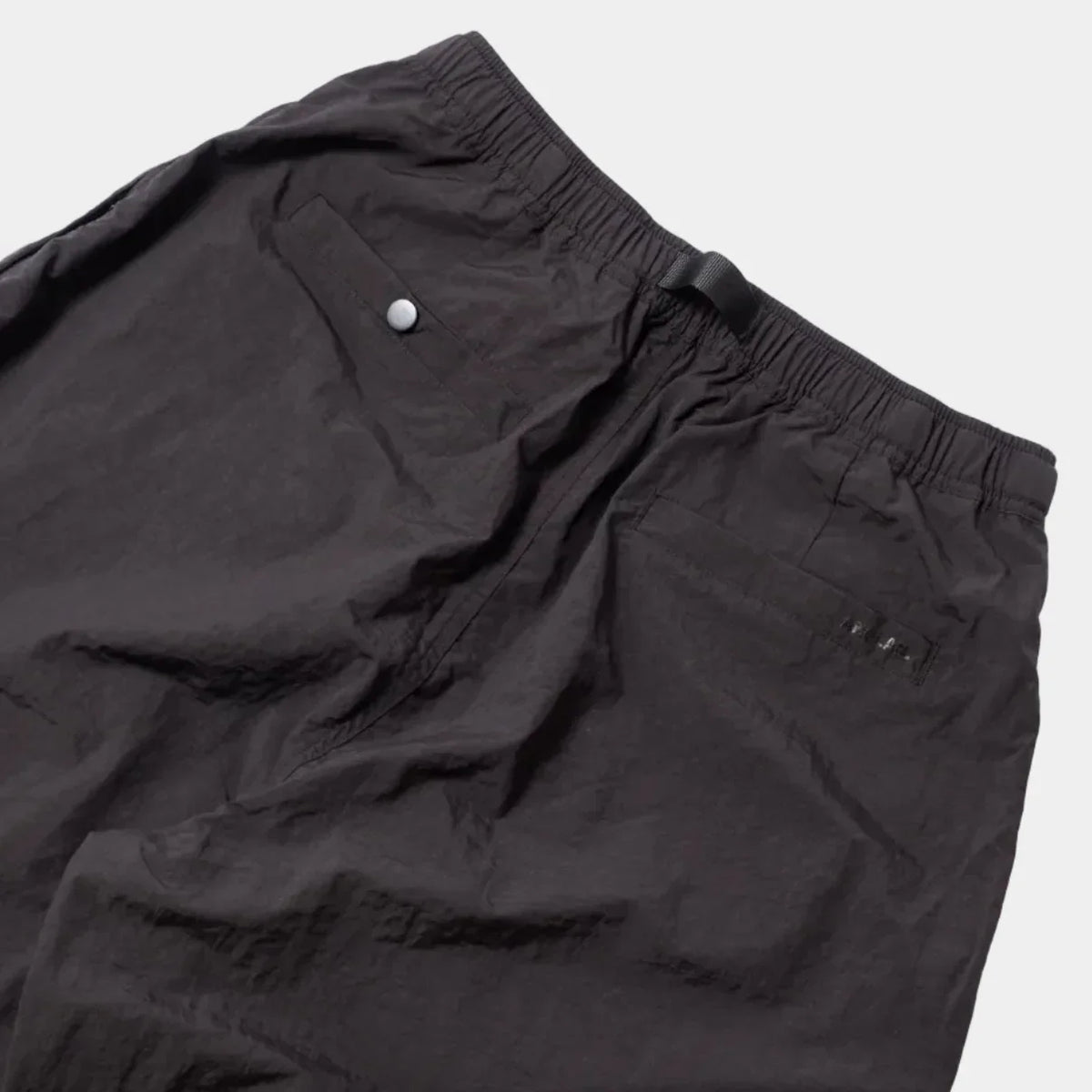 Anglan Nylon Tuck Belt String Balloon Pants - Black