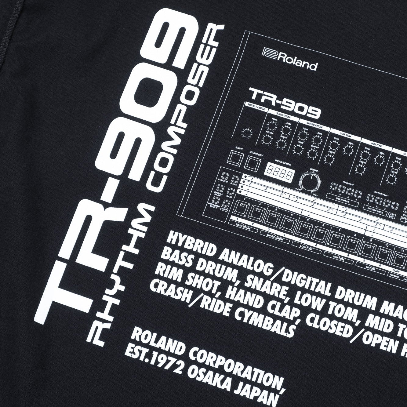 is-ness x Roland TR-909 LS Tee - Black