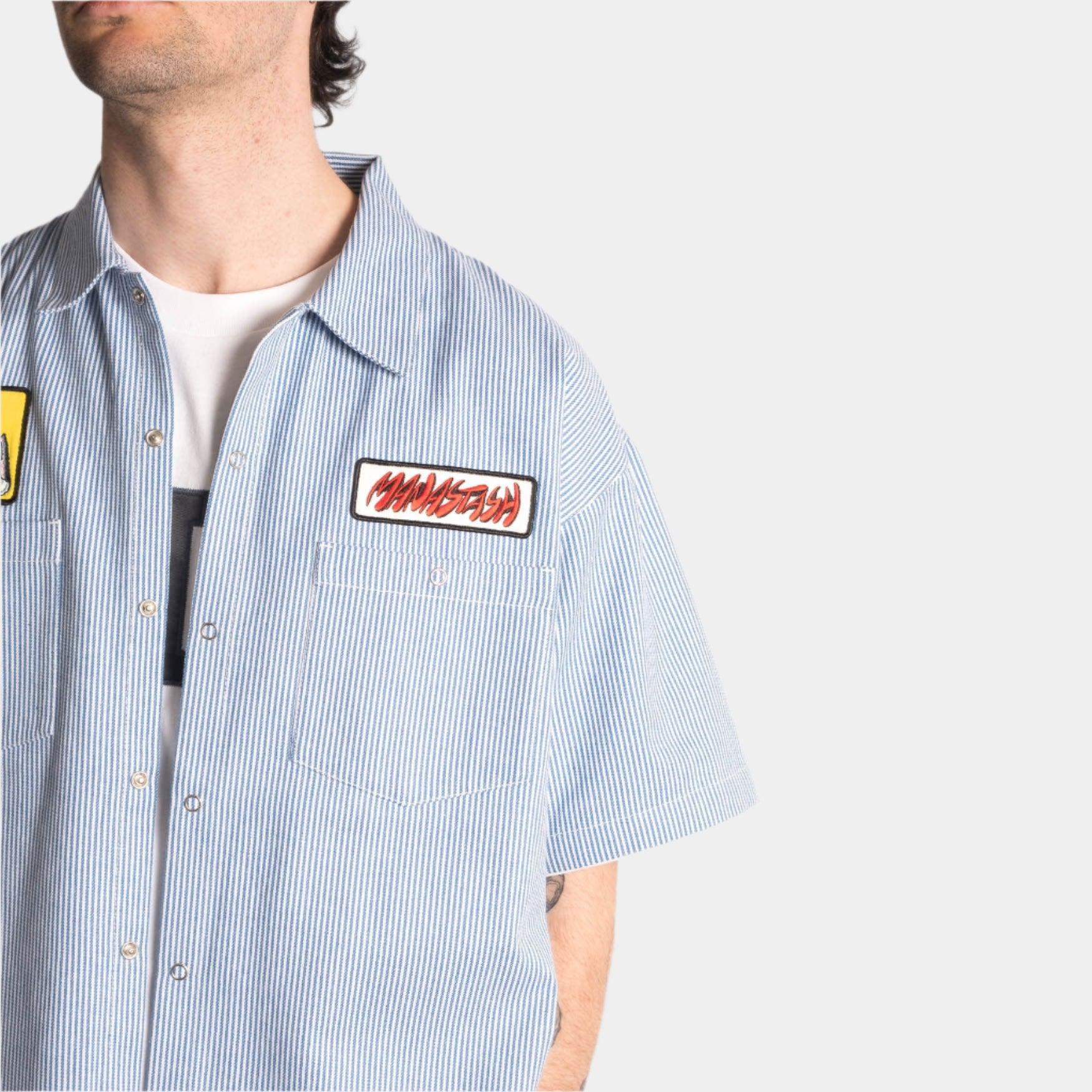 Manastash Patched Logo Work Shirt - Light Blue - Never Never