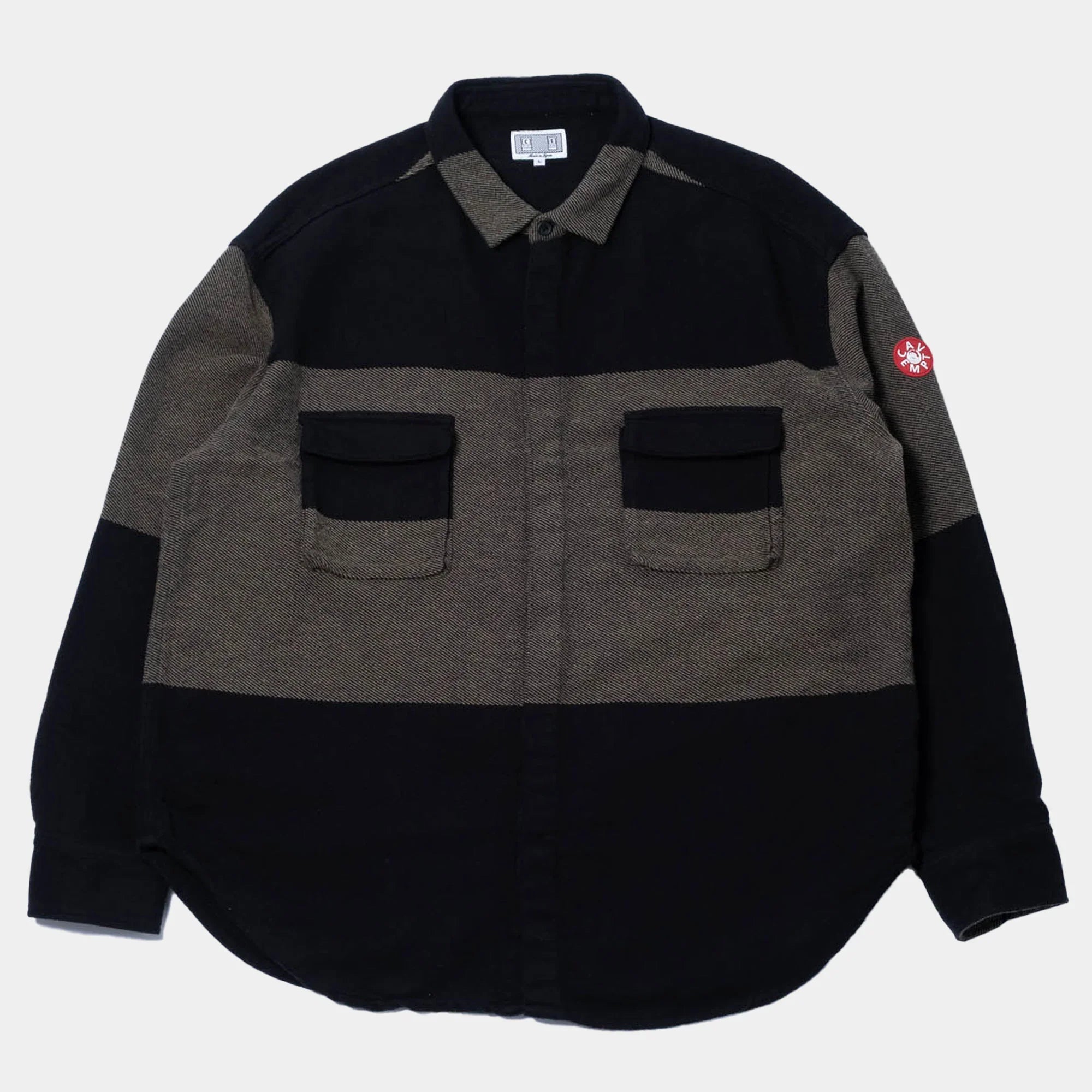 Cav Empt Stripe Flannel Big Shirt - Khaki