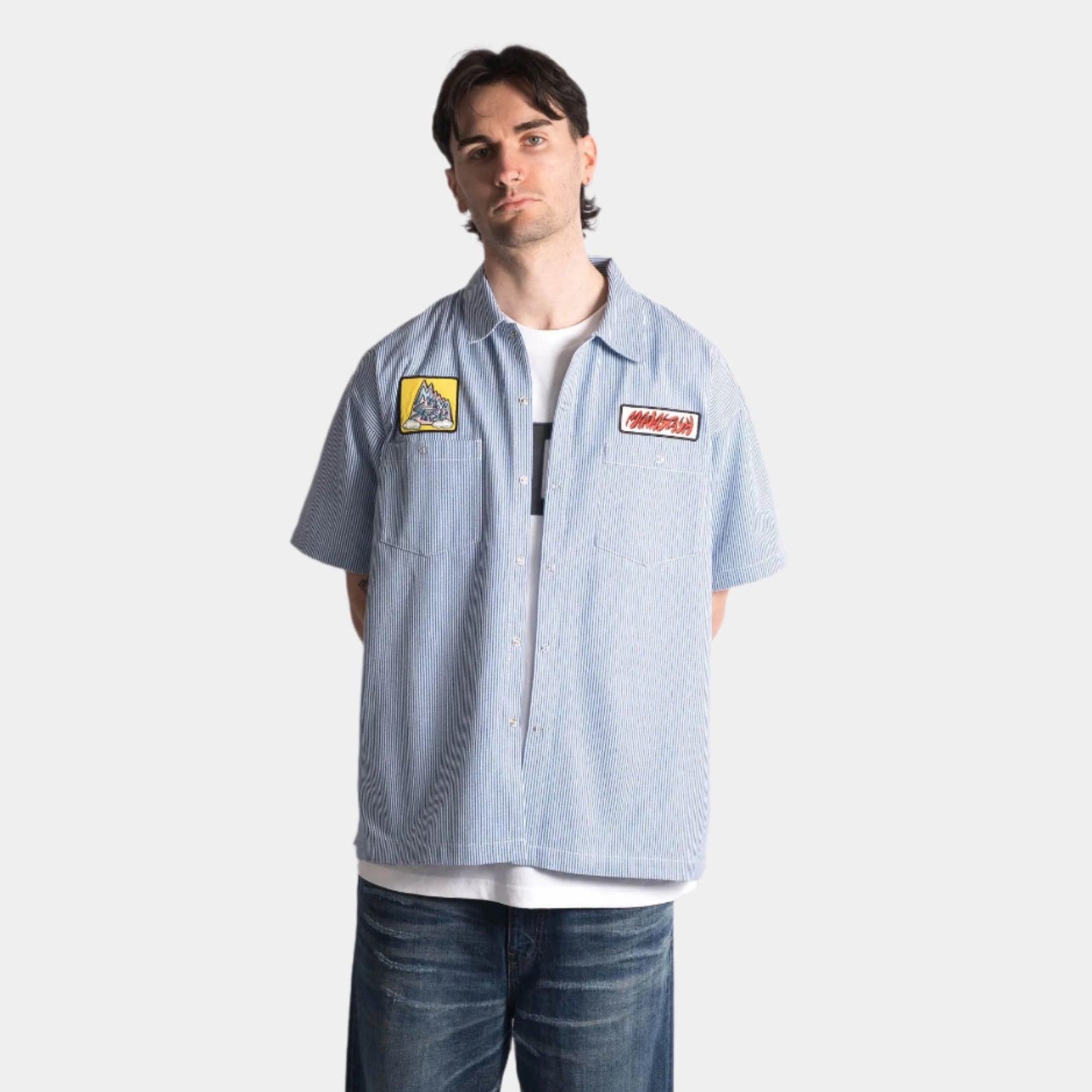 Manastash Patched Logo Work Shirt - Light Blue - Never Never