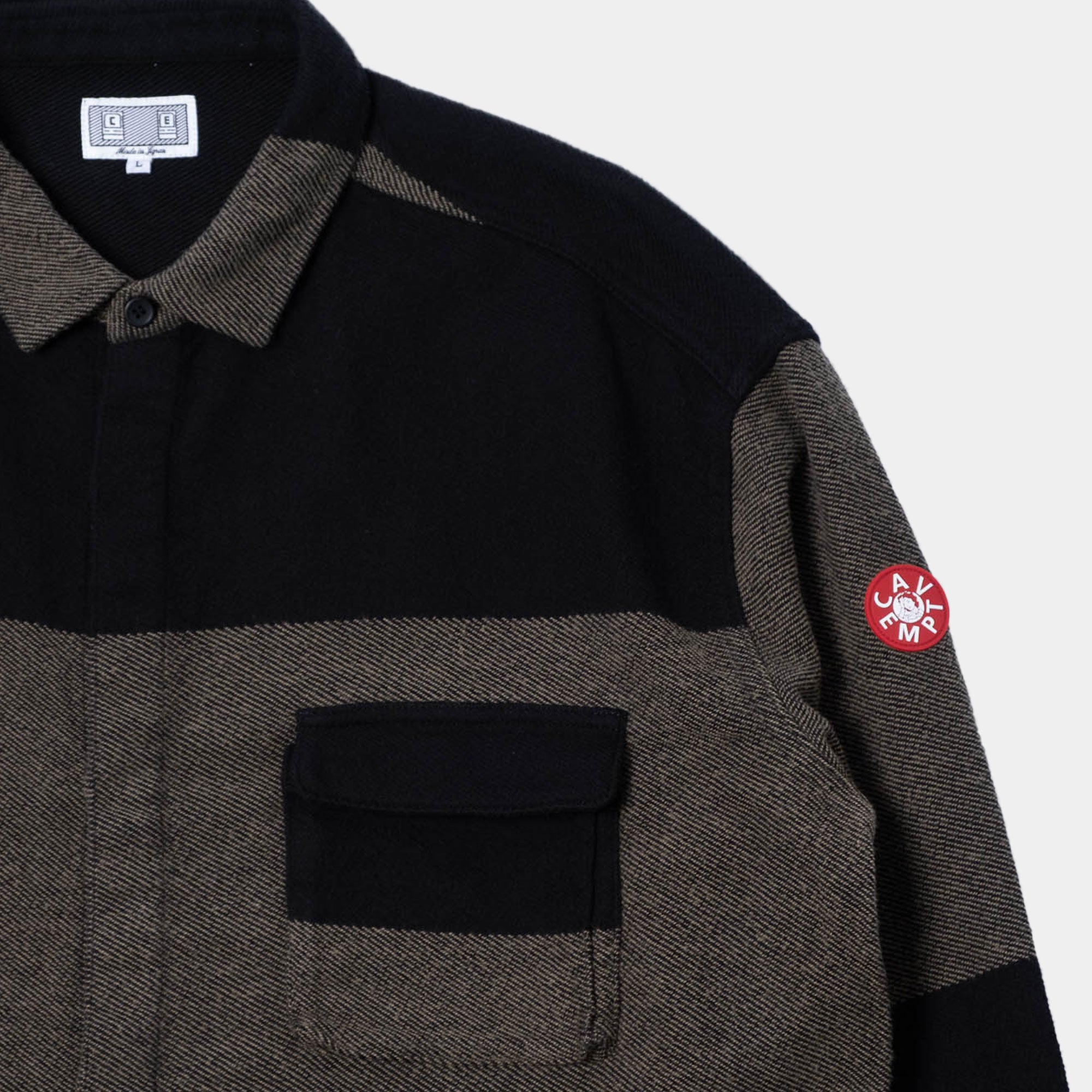 Cav Empt Stripe Flannel Big Shirt - Khaki