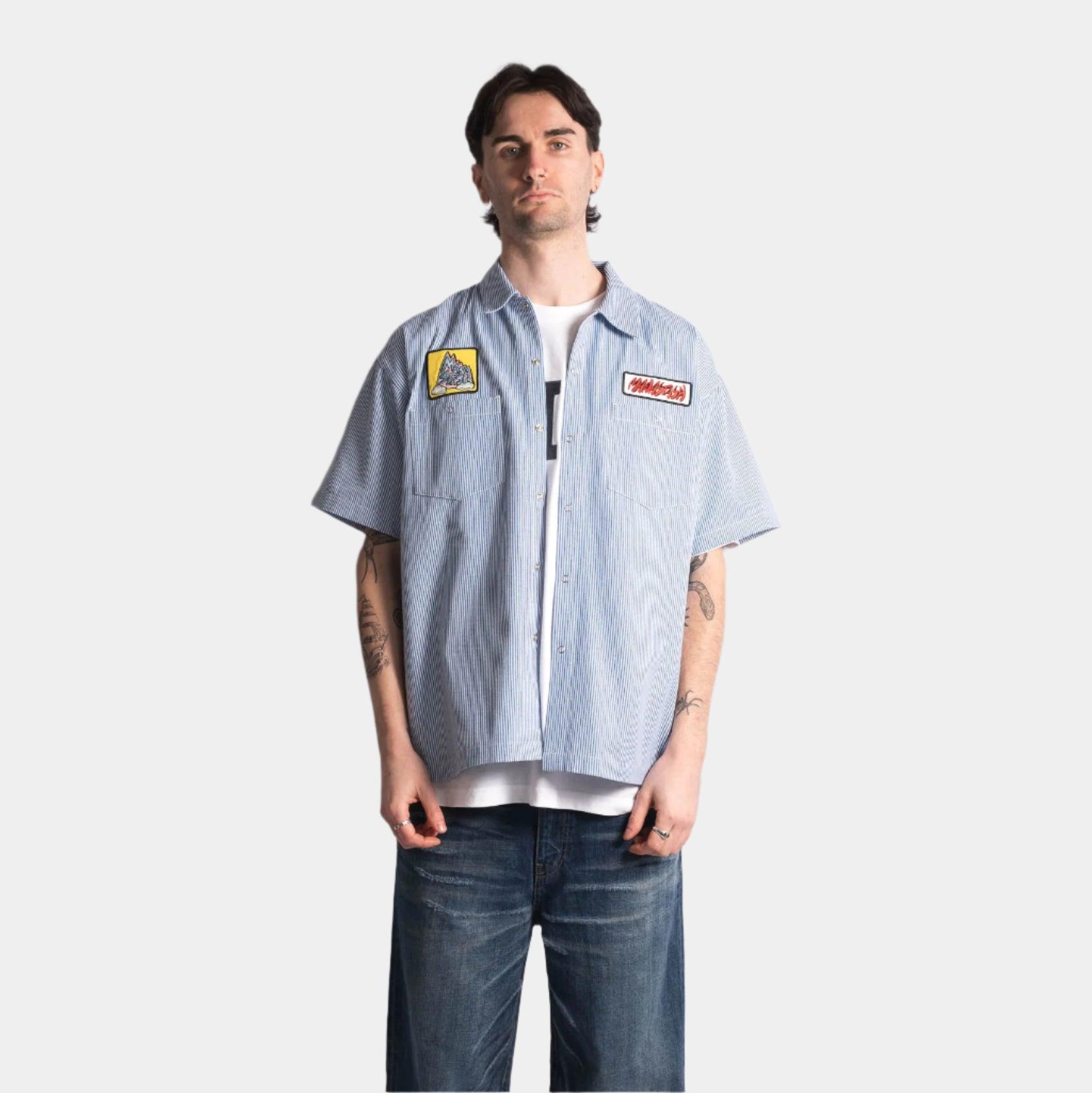 Manastash Patched Logo Work Shirt - Light Blue - Never Never