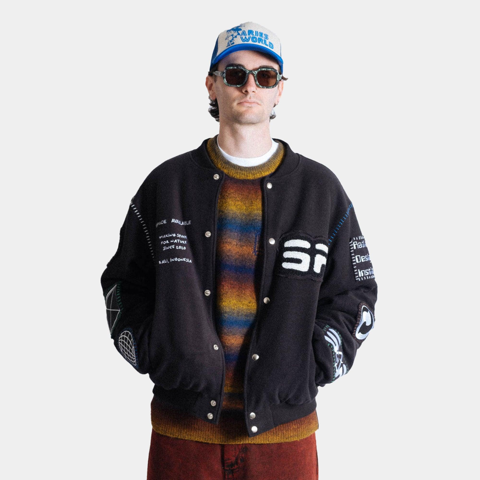 Space Available Studio Varsity Jacket - Black - Never Never