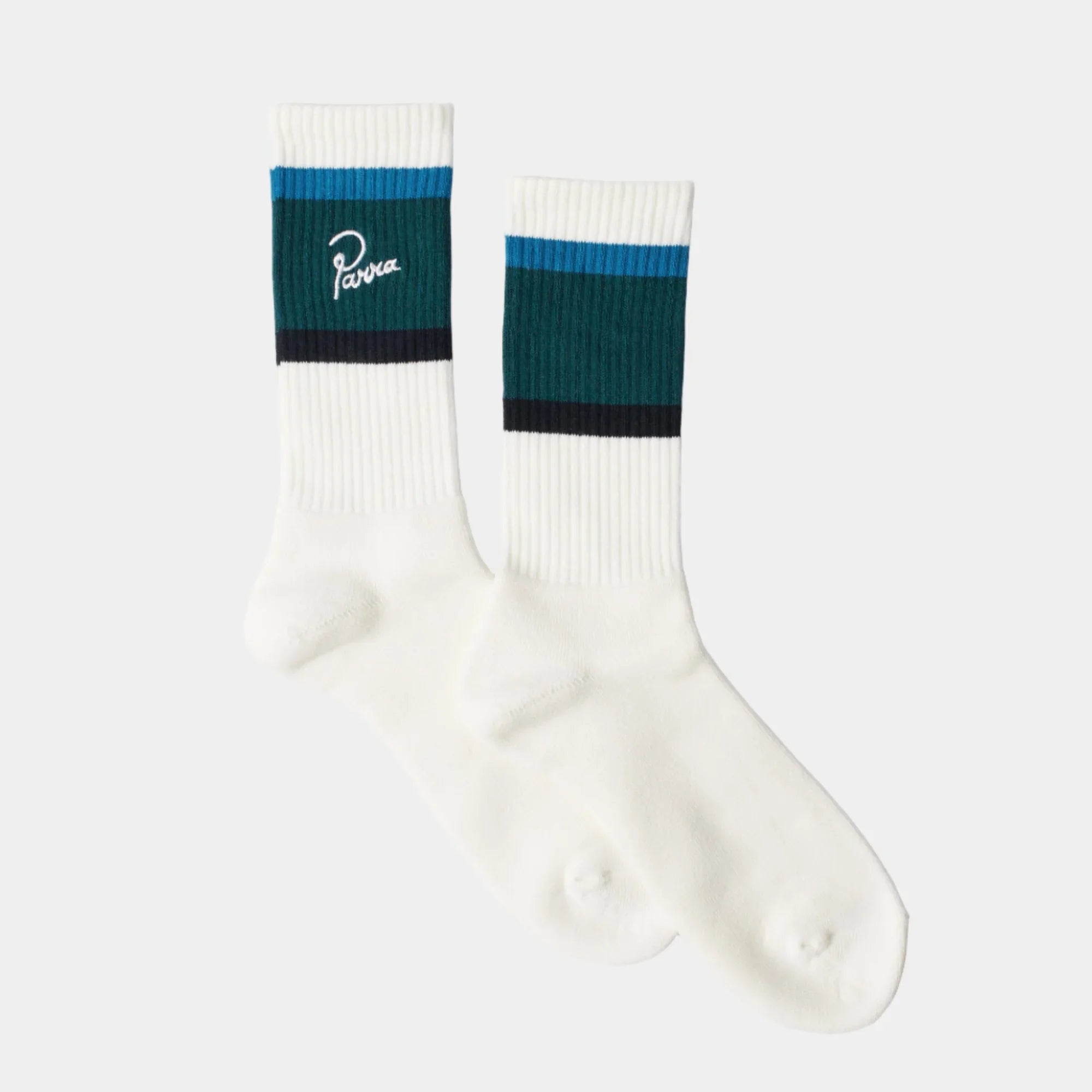 By Parra Signature Striped Crew Socks - Mallard Green