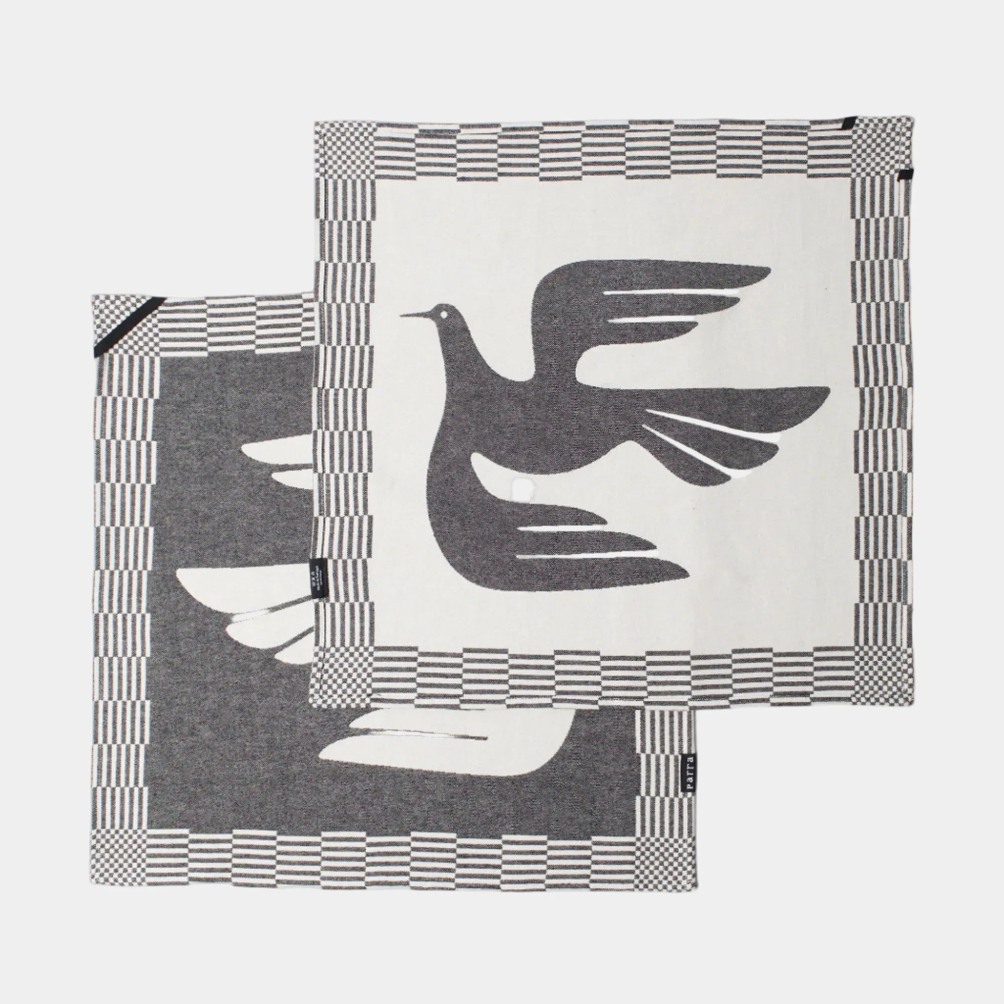 By Parra Infinite Kitchen Bird Towel Set Of 2 - Black