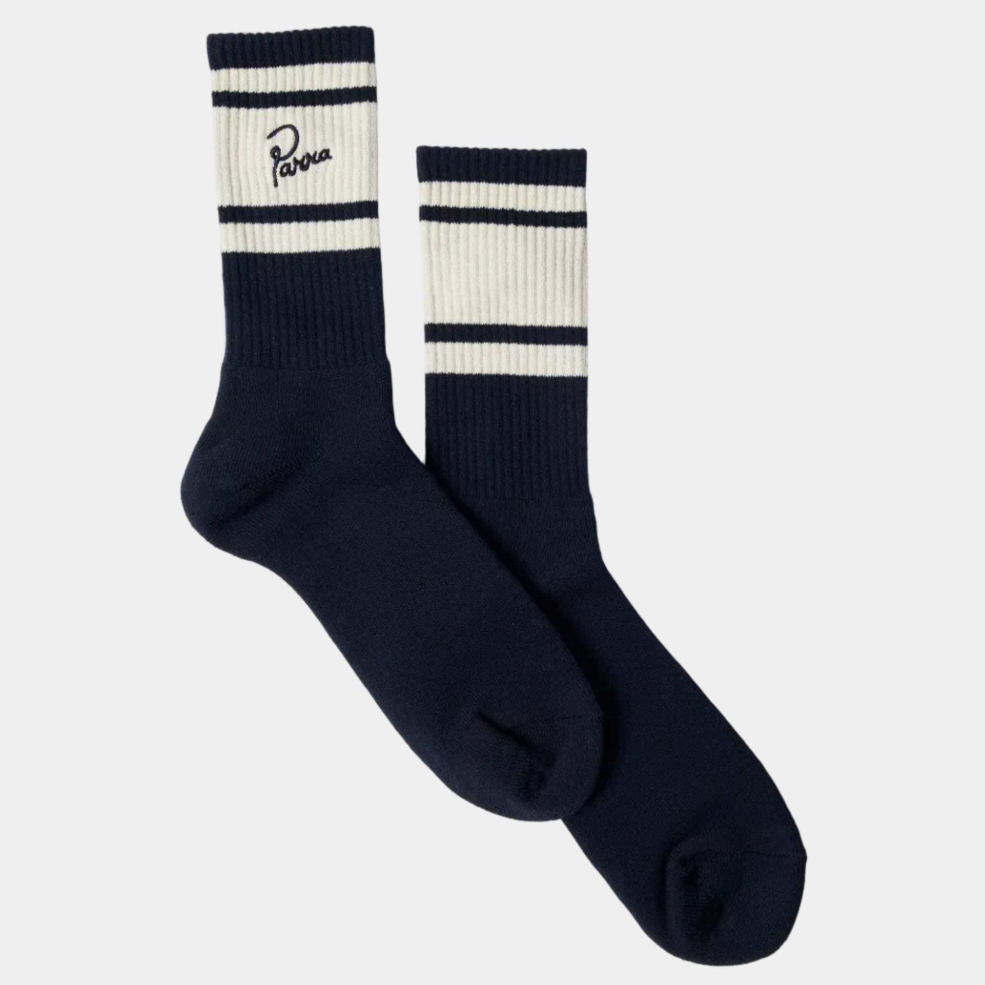 By Parra Signature Striped Crew Socks - Navy Blue