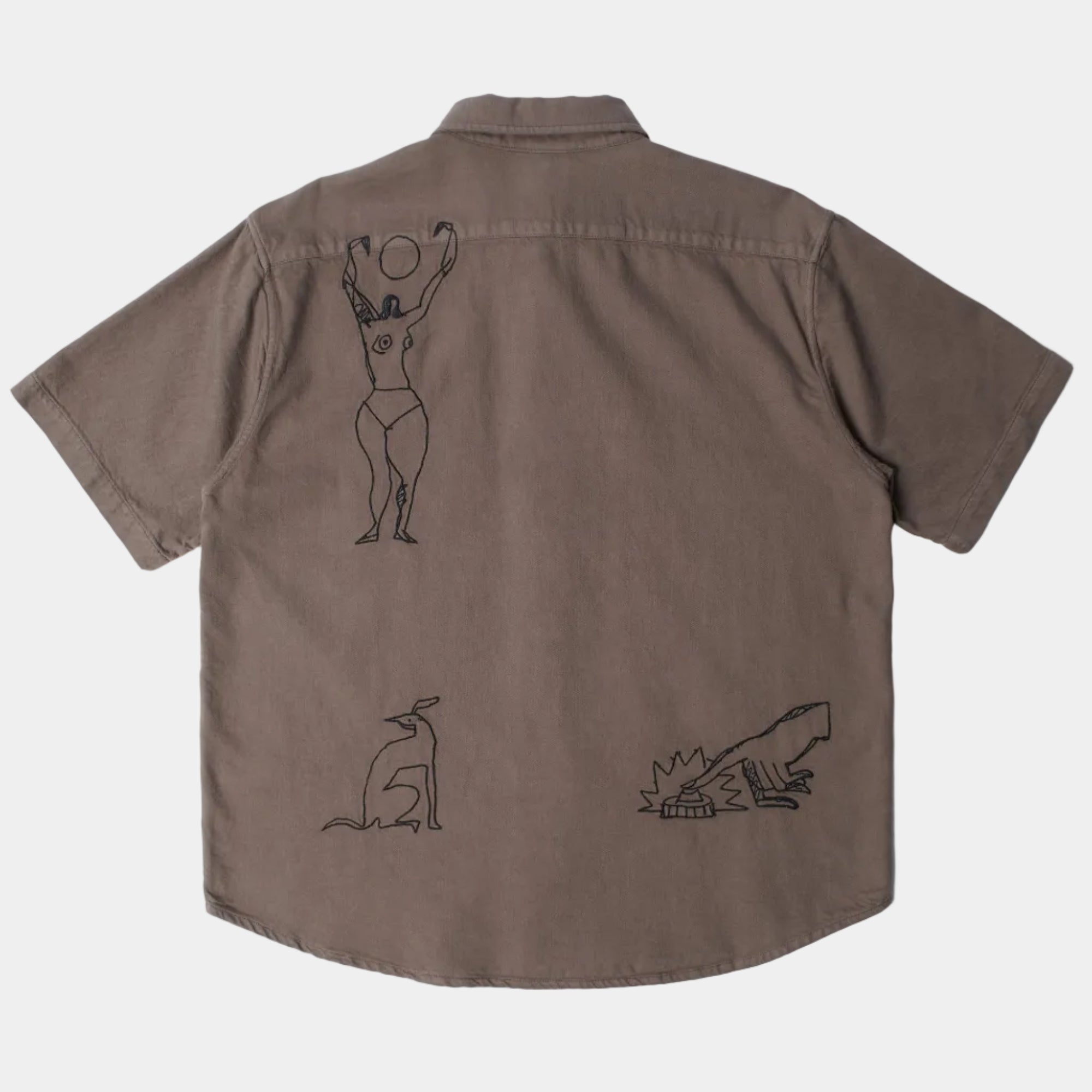 By Parra Crooked Face Short Sleeve Shirt - Brown