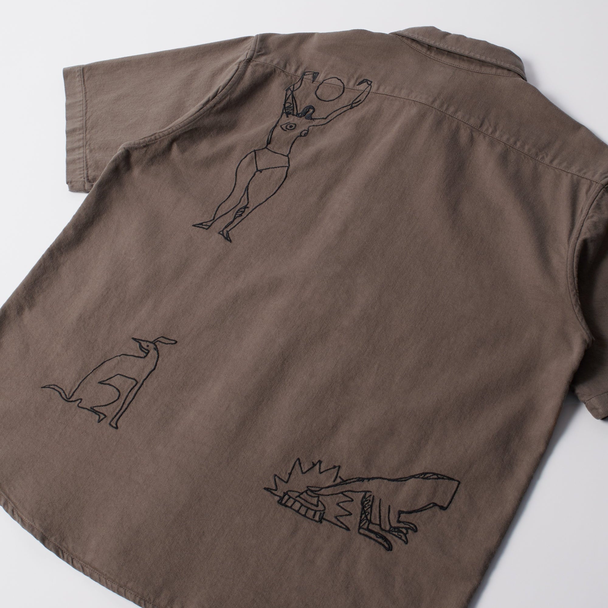 By Parra Crooked Face Short Sleeve Shirt - Brown