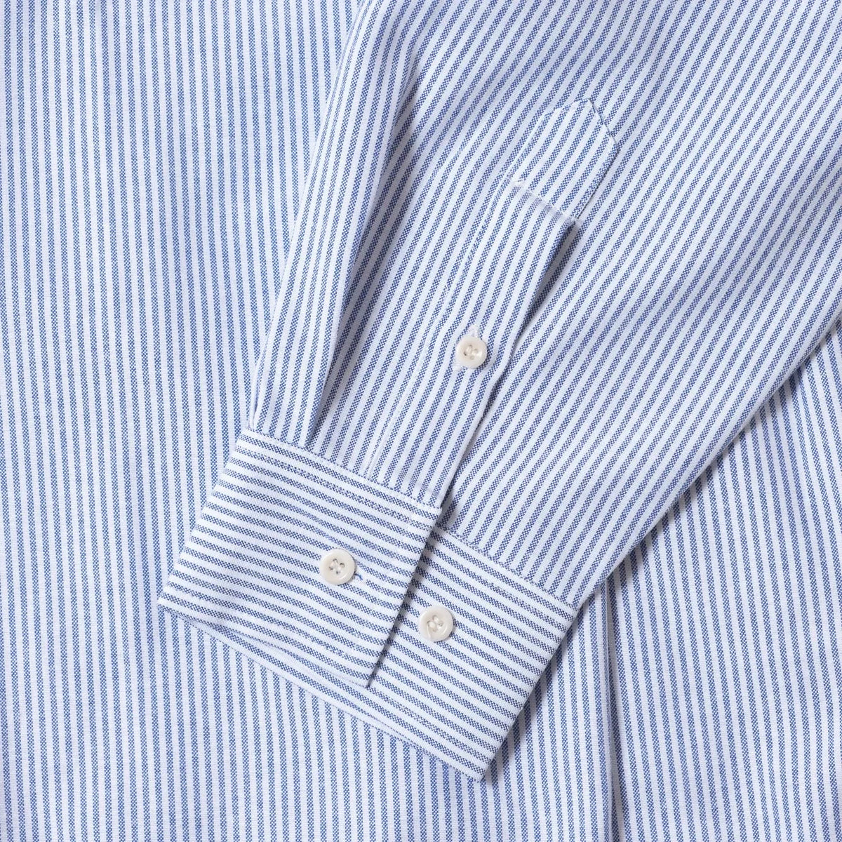 Anglan Double Button Striped Shirt - Blue
