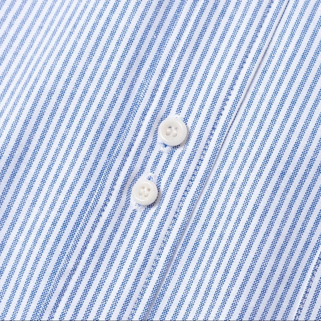 Anglan Double Button Striped Shirt - Blue
