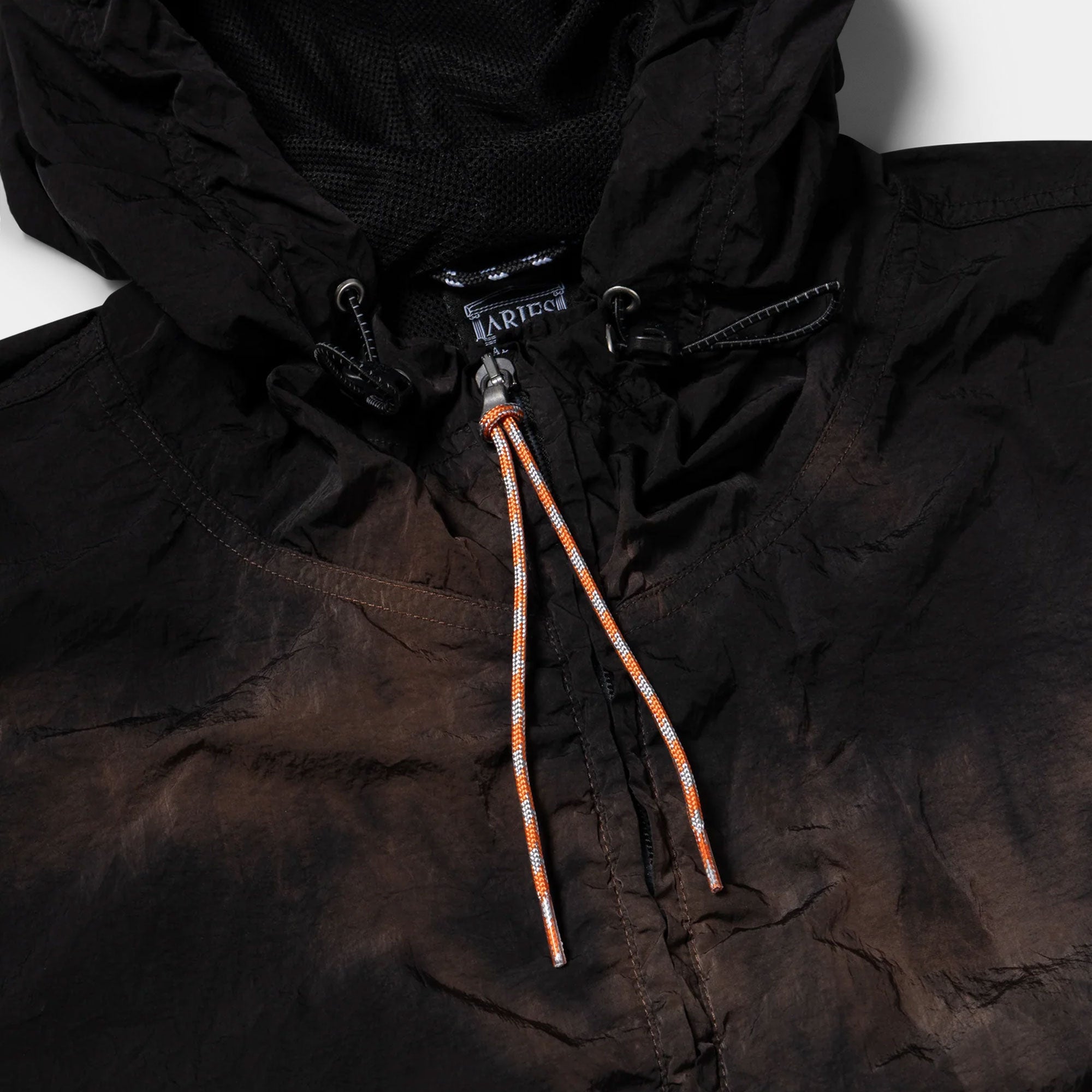 Aries Rag Dye Hooded Windcheater Jacket - Brown