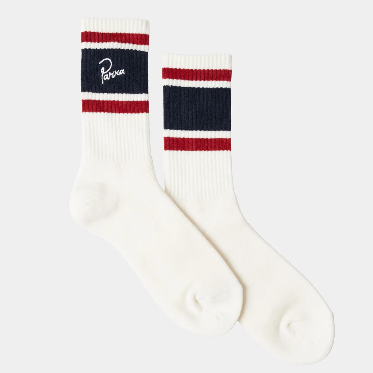 By Parra Signature Striped Crew Socks - White/Navy/Red