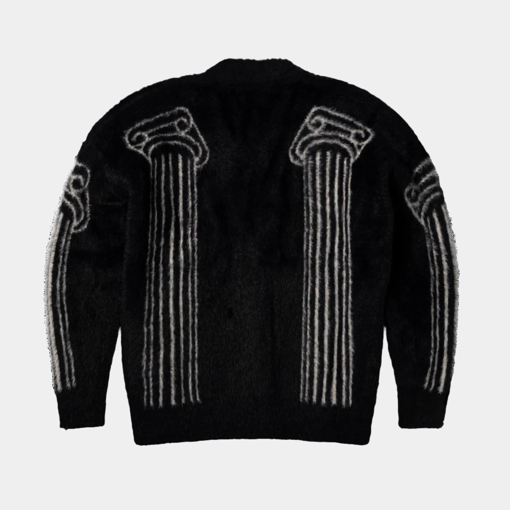 Aries Boucle Oversized Chenille Column Knit Cardigan - Black