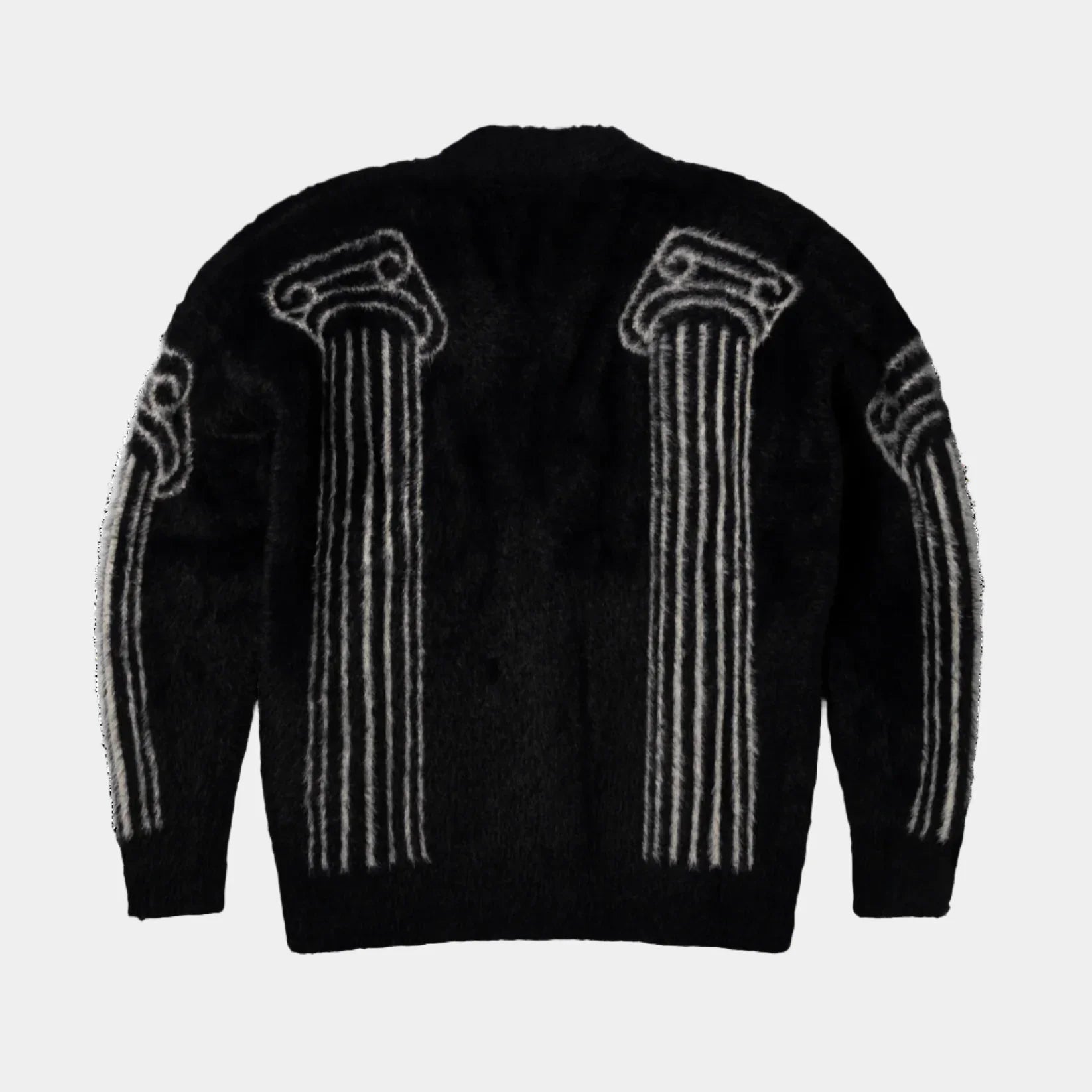 Aries Boucle Oversized Chenille Column Knit Cardigan - Black