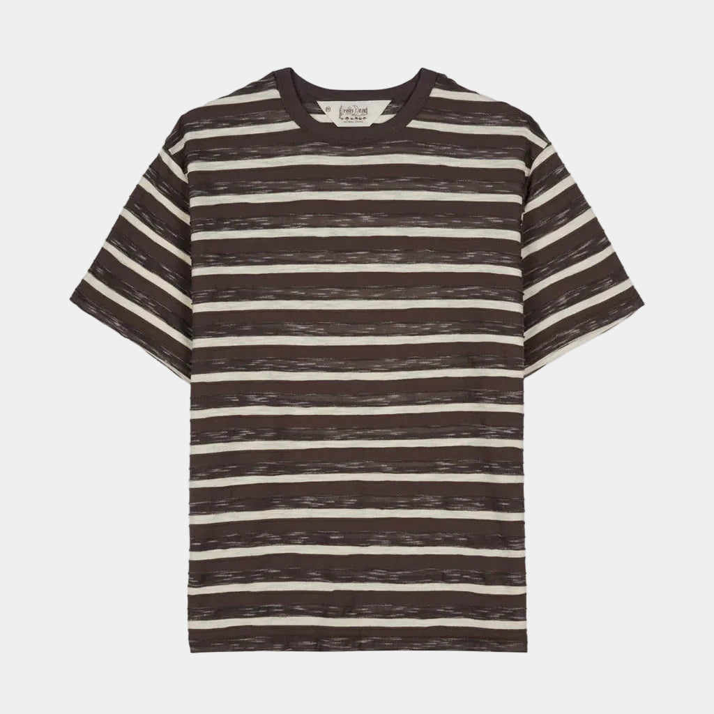 Brain Dead Casey Striped T-Shirt - Coffee