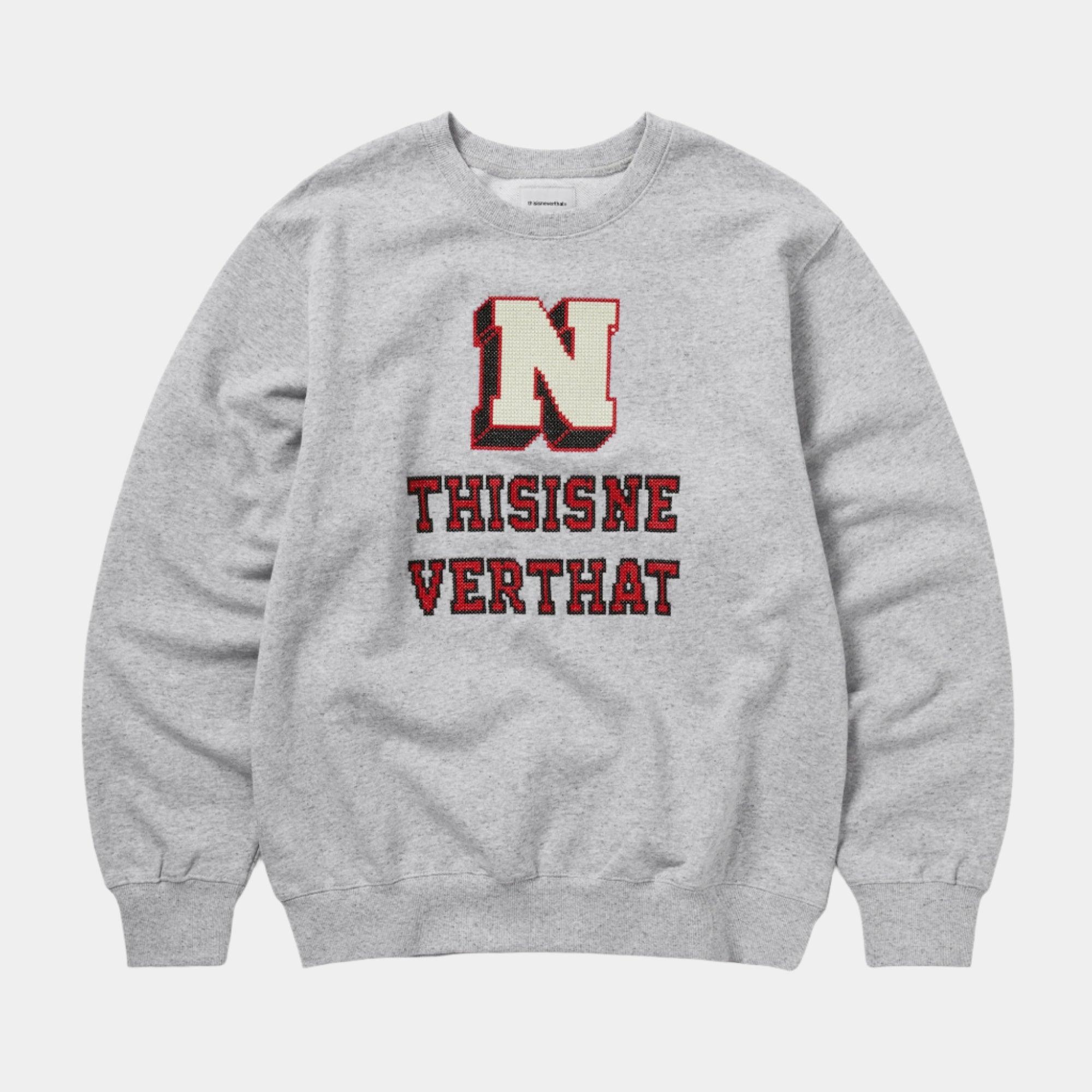 thisisneverthat Cross Stitched Crewneck - Grey Heather - Never Never