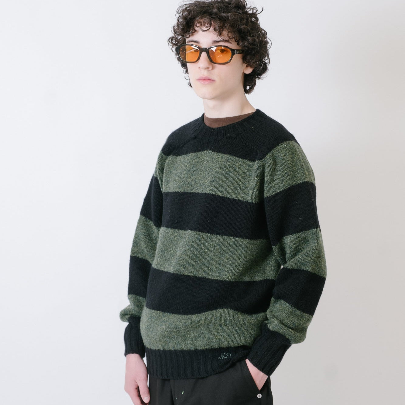 Nicholas Daley Striped Jumper - Black/Green